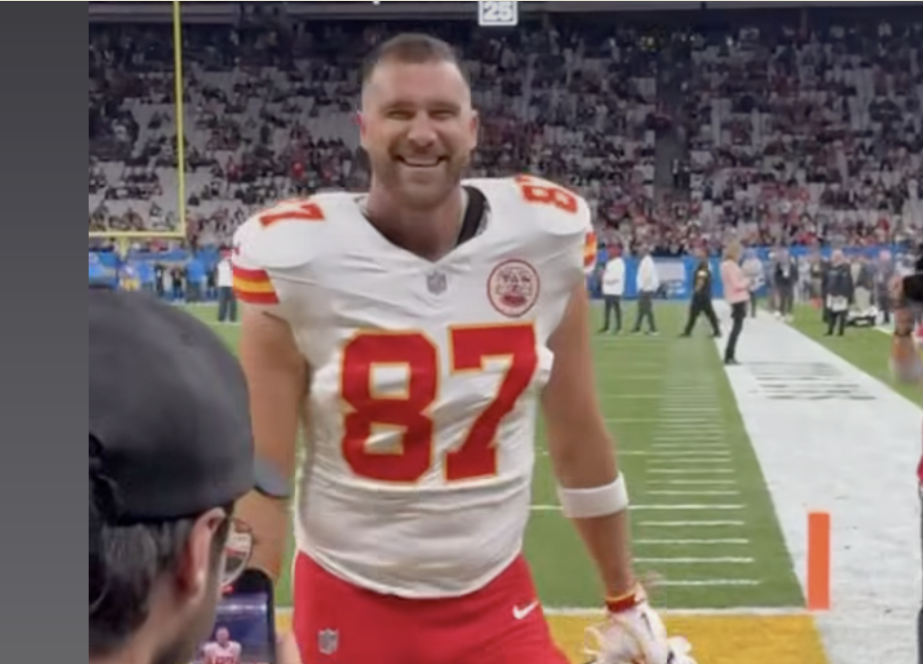 Chiefs' Travis Kelce before the Friday night game against the Chargers in Brazil.
