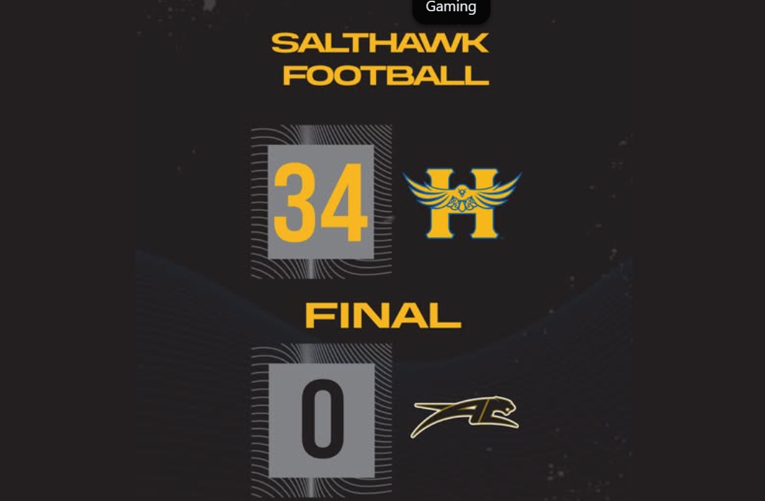 Final 34-0 Salthawks defeats Andover Central&nbsp; in season opener on the road.