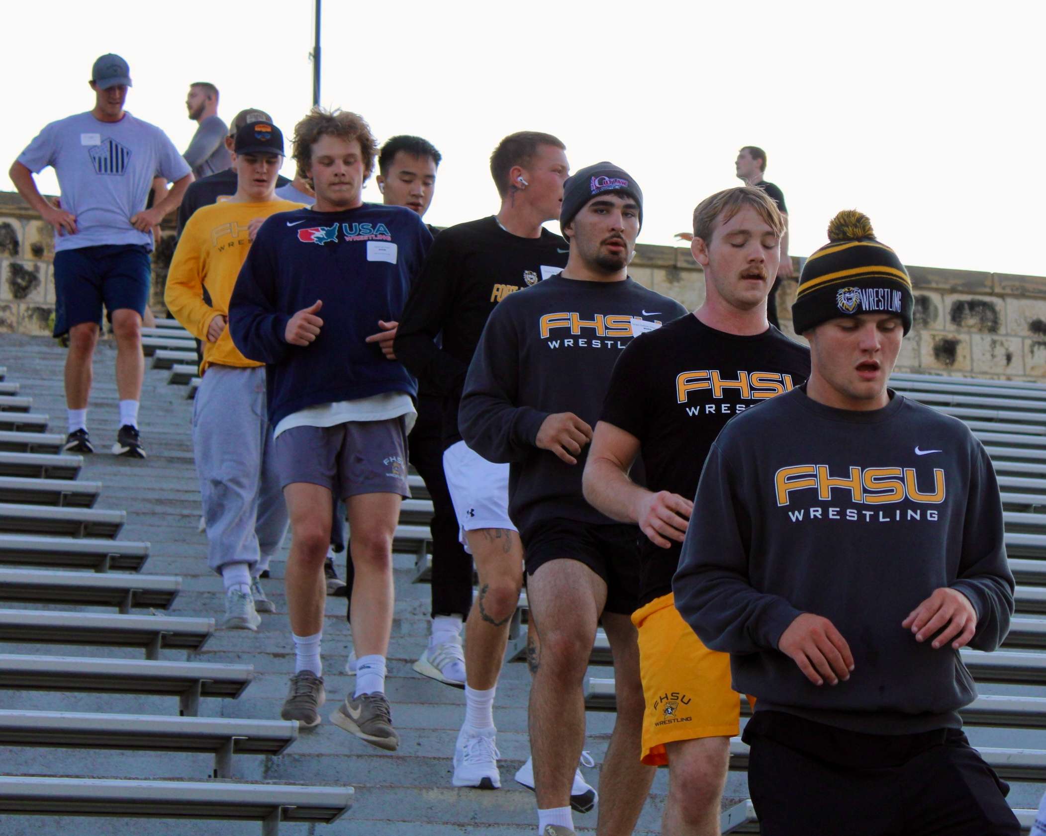 Fort Hays State University athletes participating in the 9/11 Memorial Stair Climb. Photo by Tony Guerrero/Hays Post