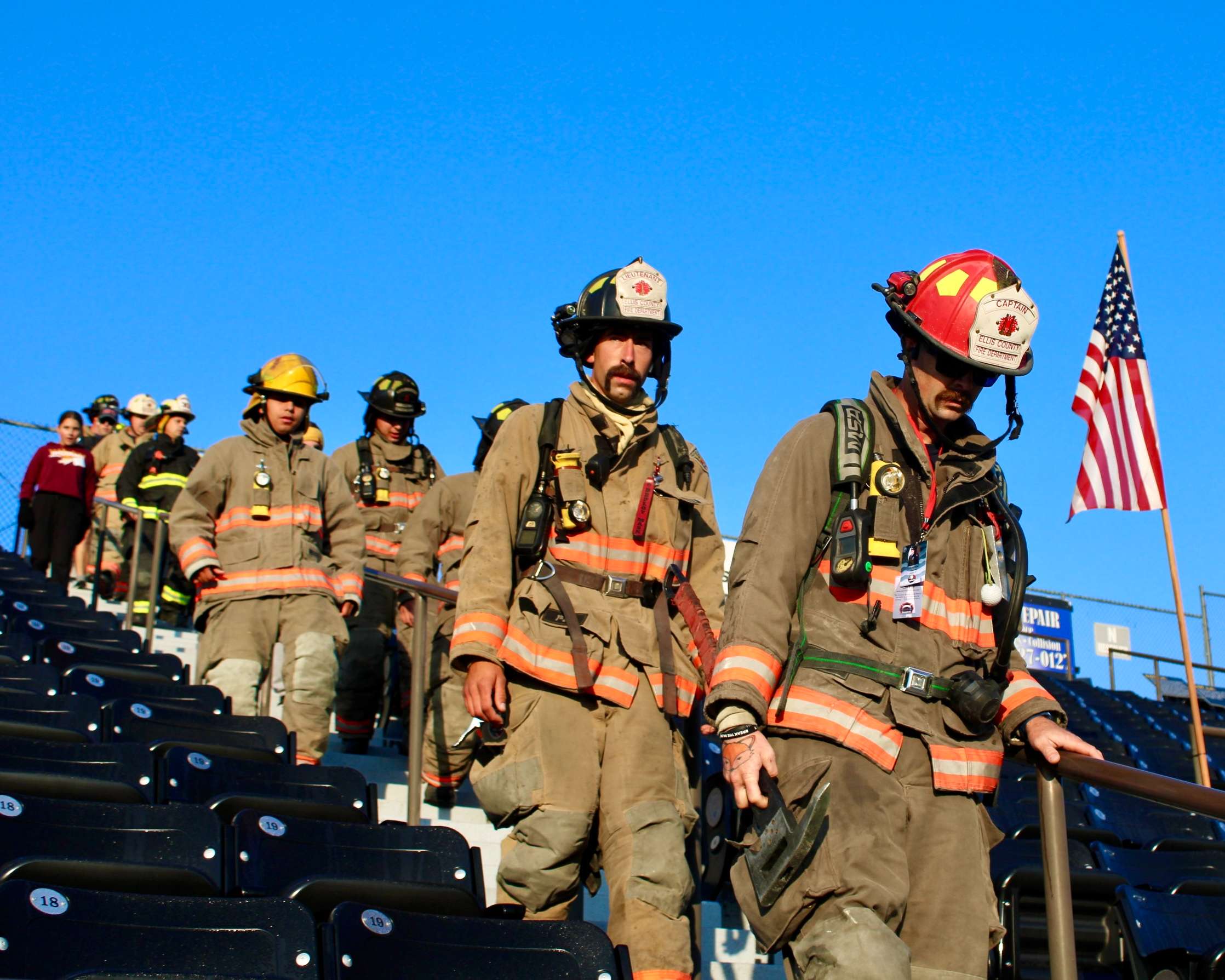 Firefighters at the 9/11 Memorial Stair Climb. Photo by Tony Guerrero/Hays Post