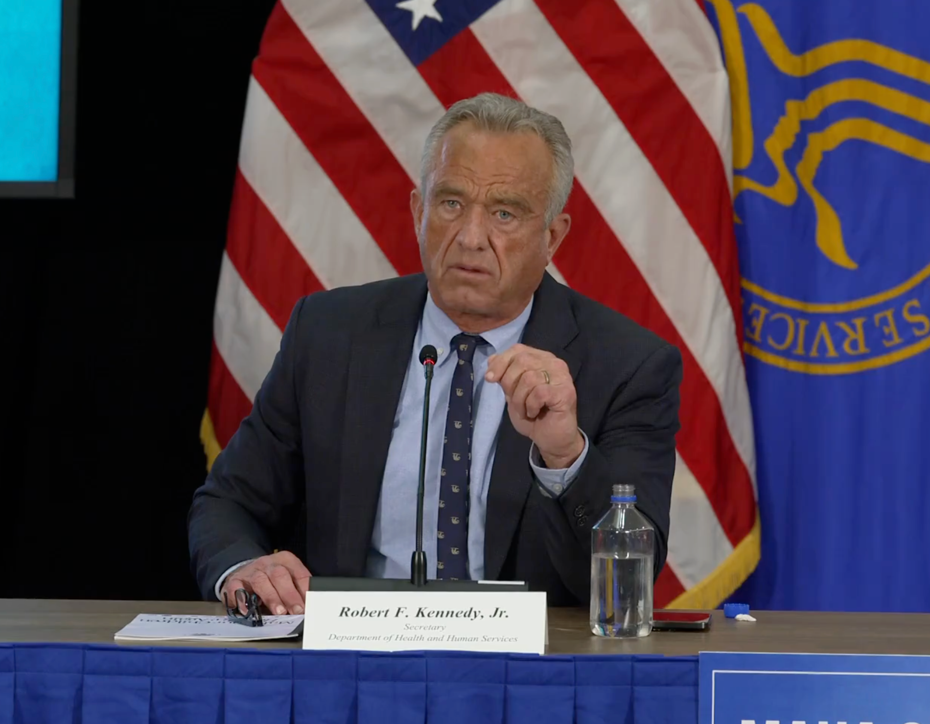 Health and Human Services Secretary <a href="https://apnews.com/hub/robert-f-kennedy-jr">Robert F. Kennedy Jr.</a>, during the presentation on Tuesday-image from HHS video