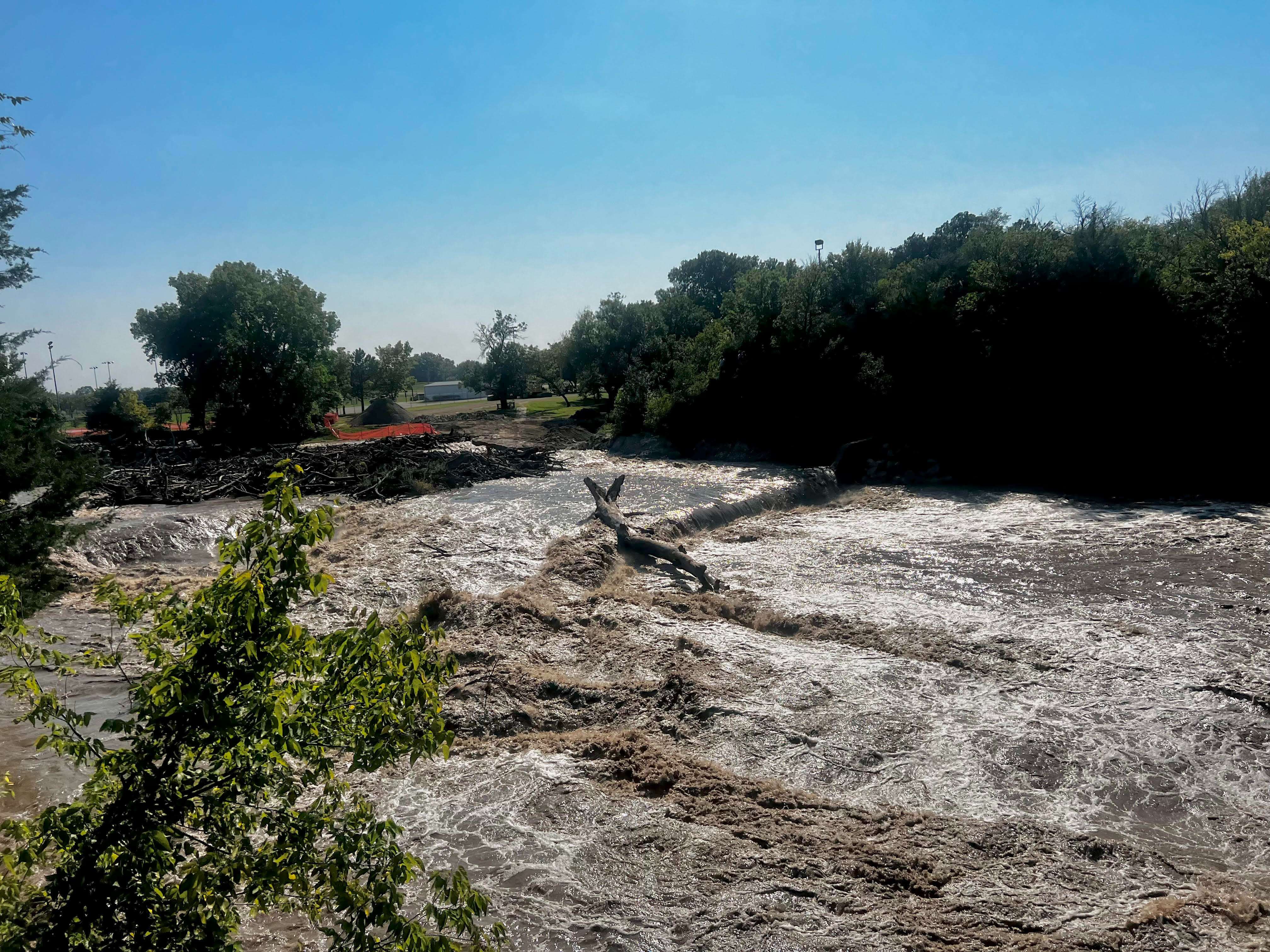 Log jam along the Smoky Hill River, near Bill Burke and Indian Rock Parks