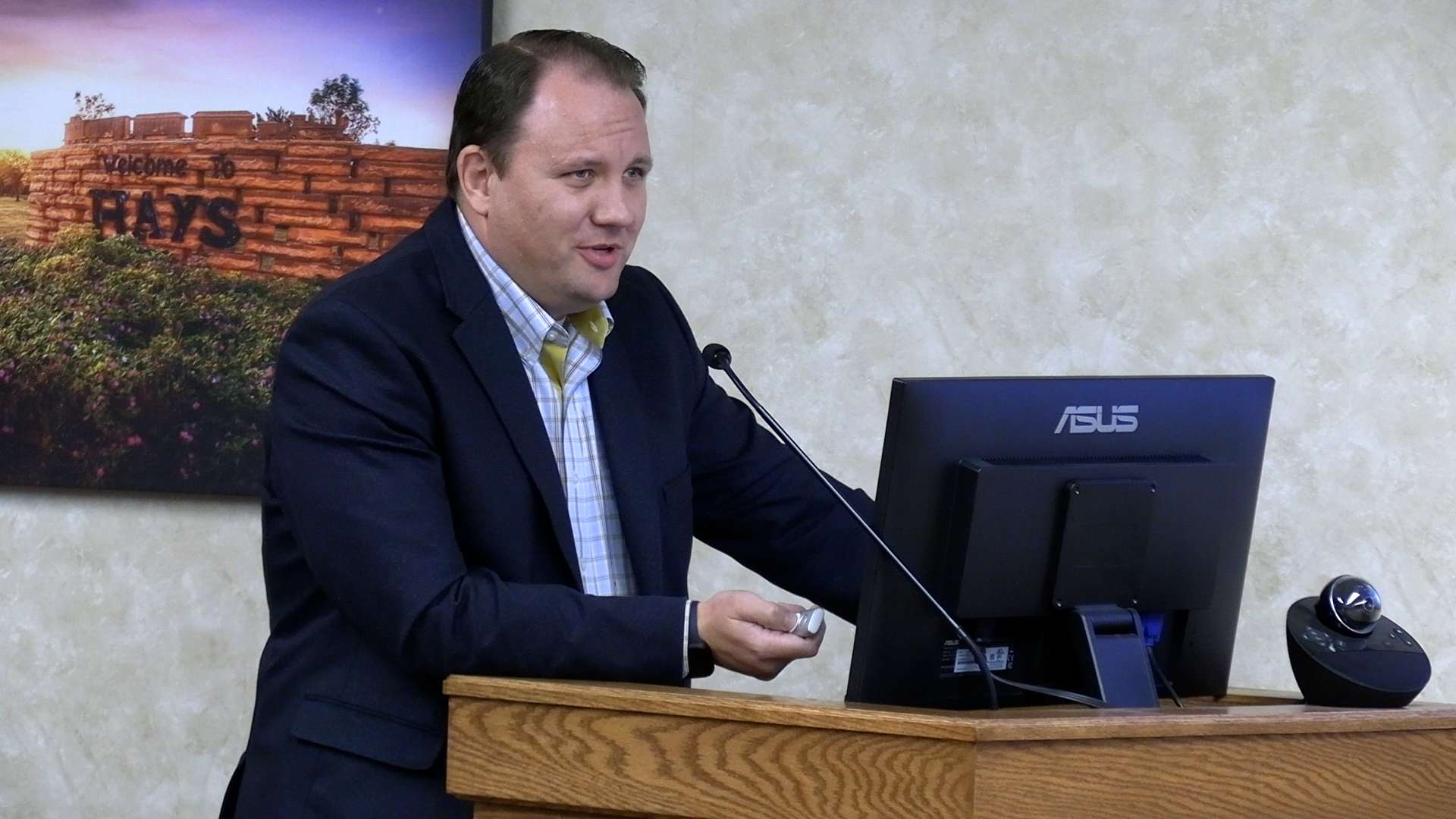 Deputy City Manager Collin Bielser presents the highlights of the 2026 City of Hays budget Thursday afternoon. Photo by Becky Kiser/Hays Post