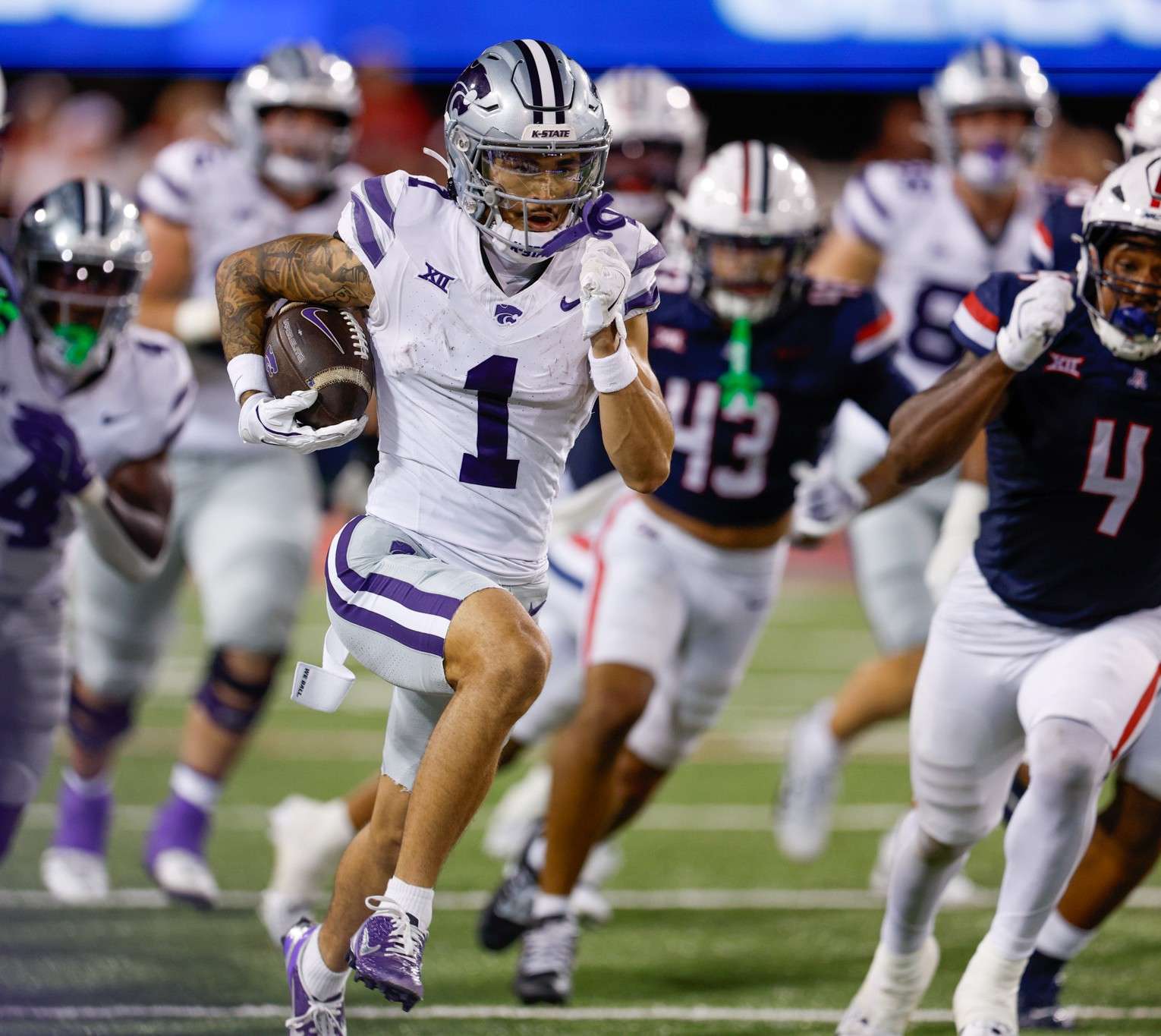 Kansas State's Jayce Brown broke a 75 yard touchdown run, but it wasn't enough as the Wildcats fell to Arizona 23-17 on Friday night/ Photo courtesy of K State Football on X
