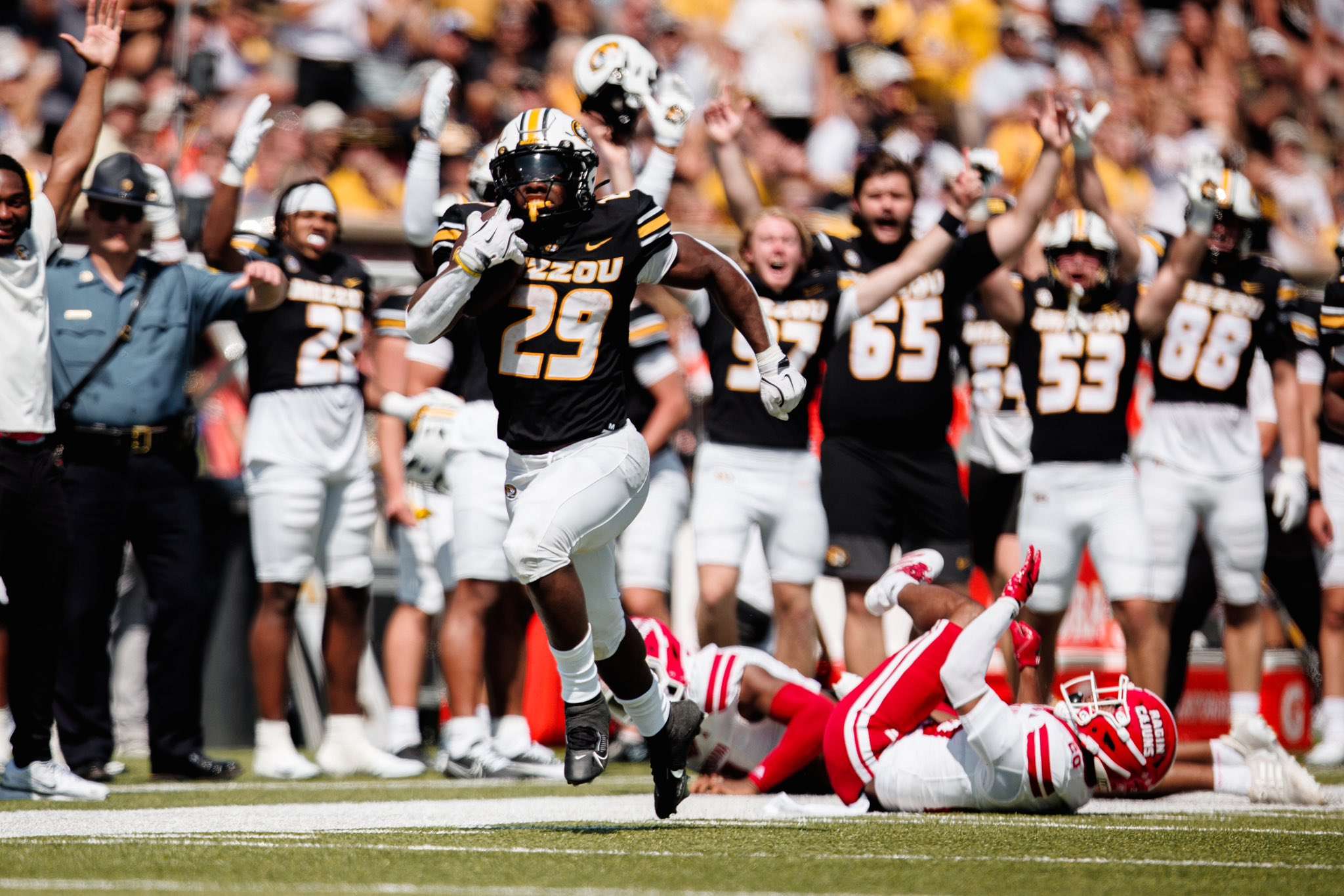 Missouri running back Ahmad Hardy rushed for 250 yards and three touchdowns, the second consecutive year he's rushed for 175+ yards against Louisiana, as the Tigers dominated 52-10/ Photo courtesy of Mizzou Football on X
