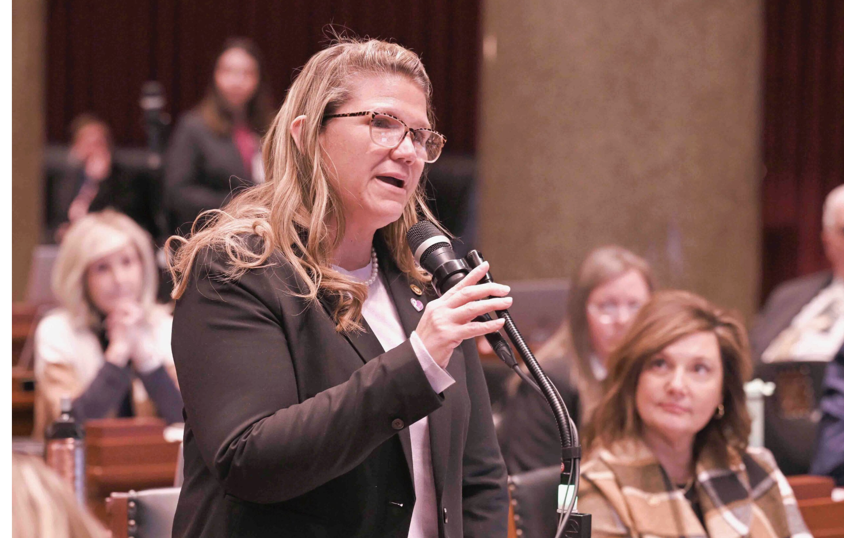State Rep. Cecelie Williams, R-Dittmer, speaks in February during Missouri House debate (Tim Bommel/Missouri House Communications).