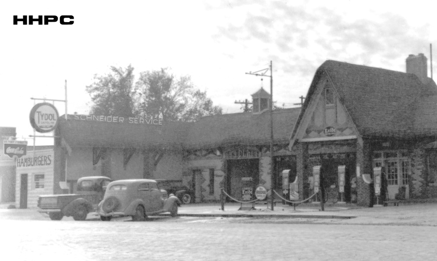 Victory Dinette - 605 N. Main  &amp;  Sam Schneider Service Station - 609-615 N. Main - 1941. Courtesy of the Conard-Harmon Collection.