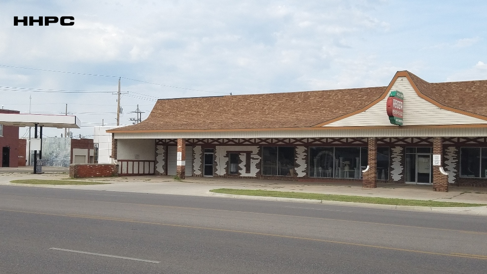 Victory Dinette Property Today - 605-615 N. Main - Aug. 10, 2025. Courtesy of the Conard-Harmon Collection.