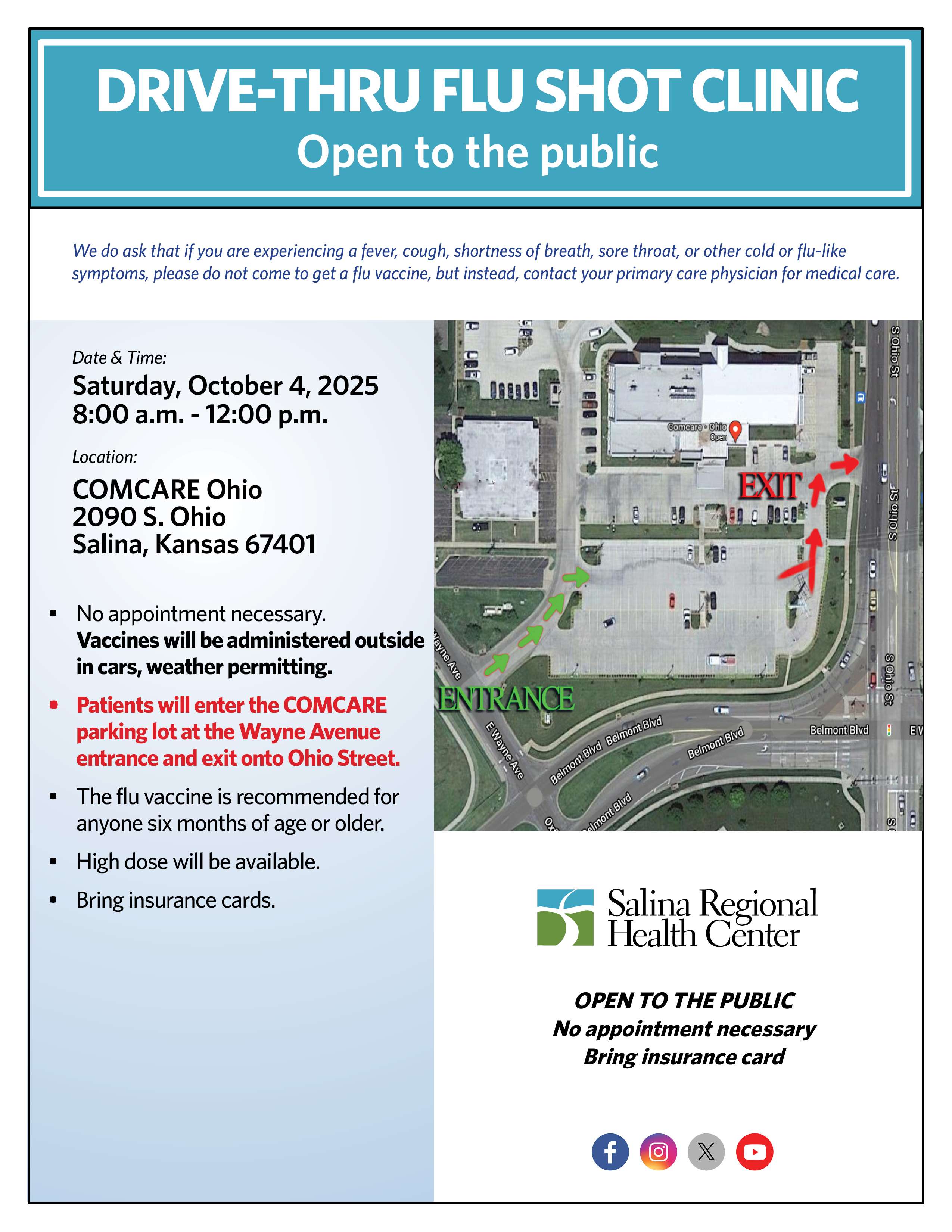 Salina Regional Health Center Drive-Thru Flu Shot Clinic infomap. Courtesy of Salina Regional Health Center