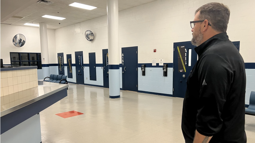 Standard bail requires a person in custody to pay the entire cost up front as collateral for their release from jail, like the Douglas County Jail seen here. ACLU of Kansas is calling for expanding the use of no-cash bail for nonviolent crimes. Dylan Lysen / Kansas News Service