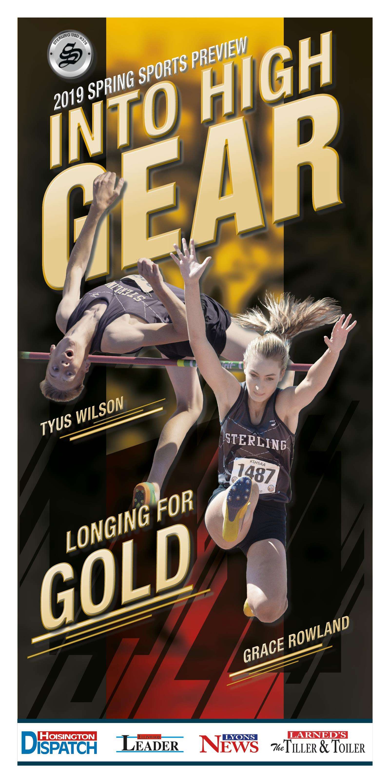 The 2019 Spring Sports cover, designed by current GBHS teacher Hugo Gonzalez, for Main Street Media which includes the Hoisington Dispatch and Ellinwood Leader newspapers.