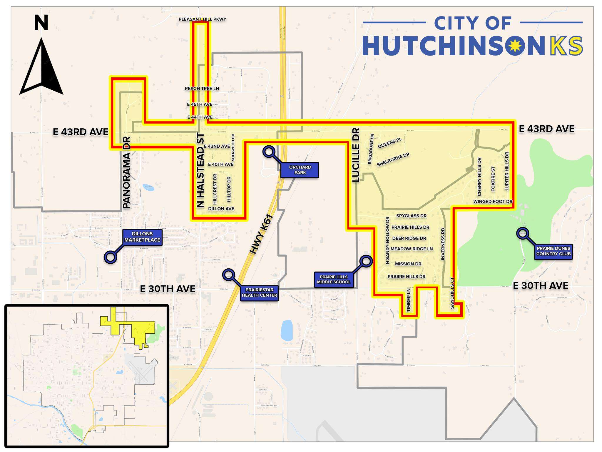 (Map courtesy City of Hutchinson)