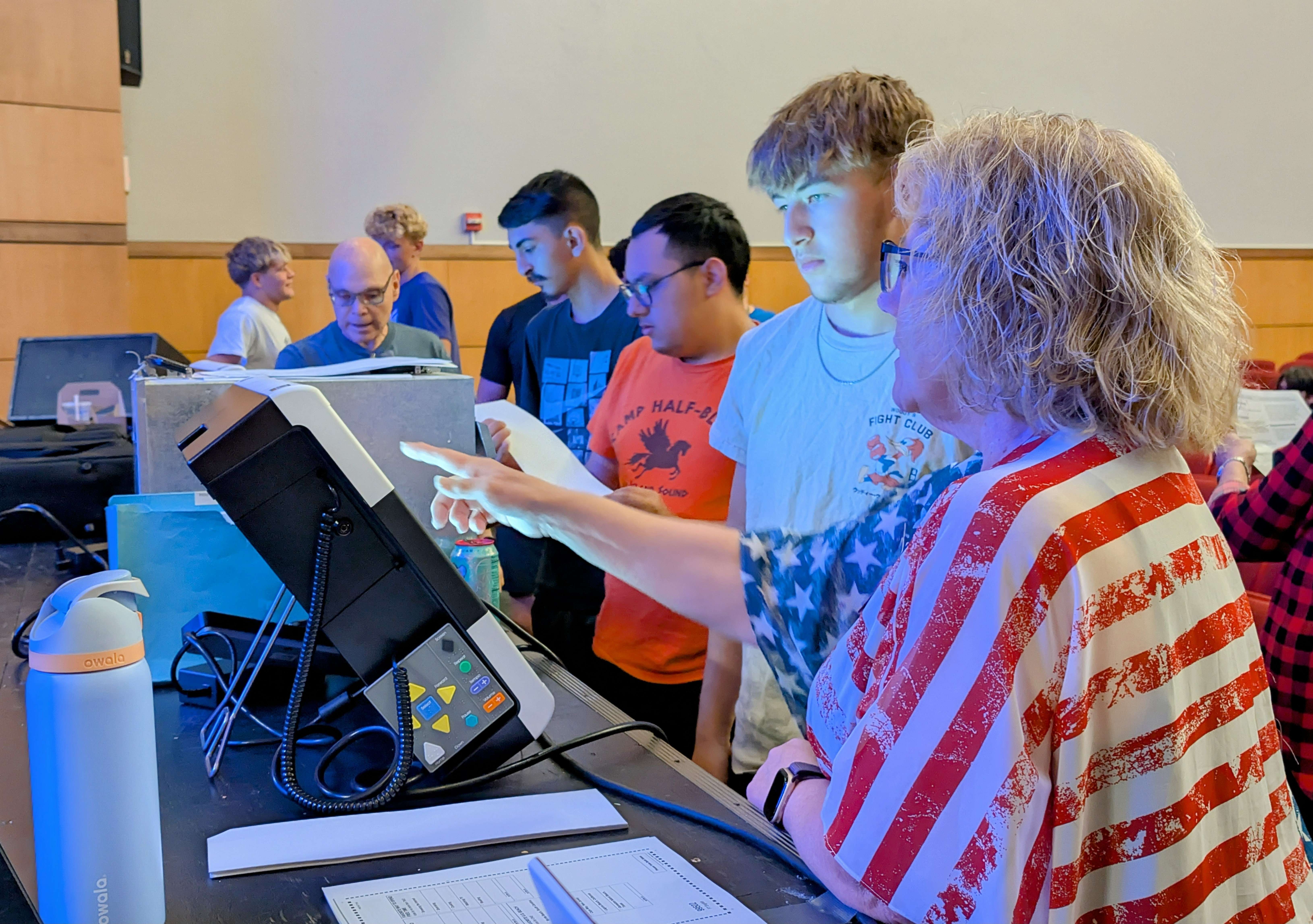 Barton County election officials and representatives from the Great Bend League of Women Voters talked to Great Bend and Ellinwood senior government students last month about the importance of voting.