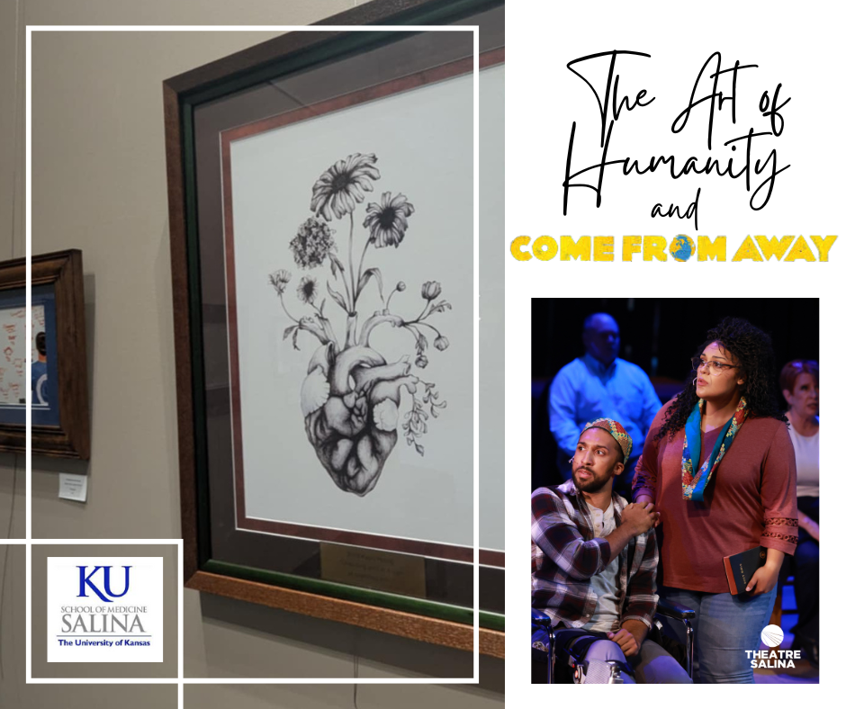 “The Art of Humanity,” artwork curated by students at KU School of Medicine in Salina, is a special exhibit available for public view at Theatre Salina during their 65th season opening production of "Come From Away" (September 5-28). Courtesy of Theatre Salina