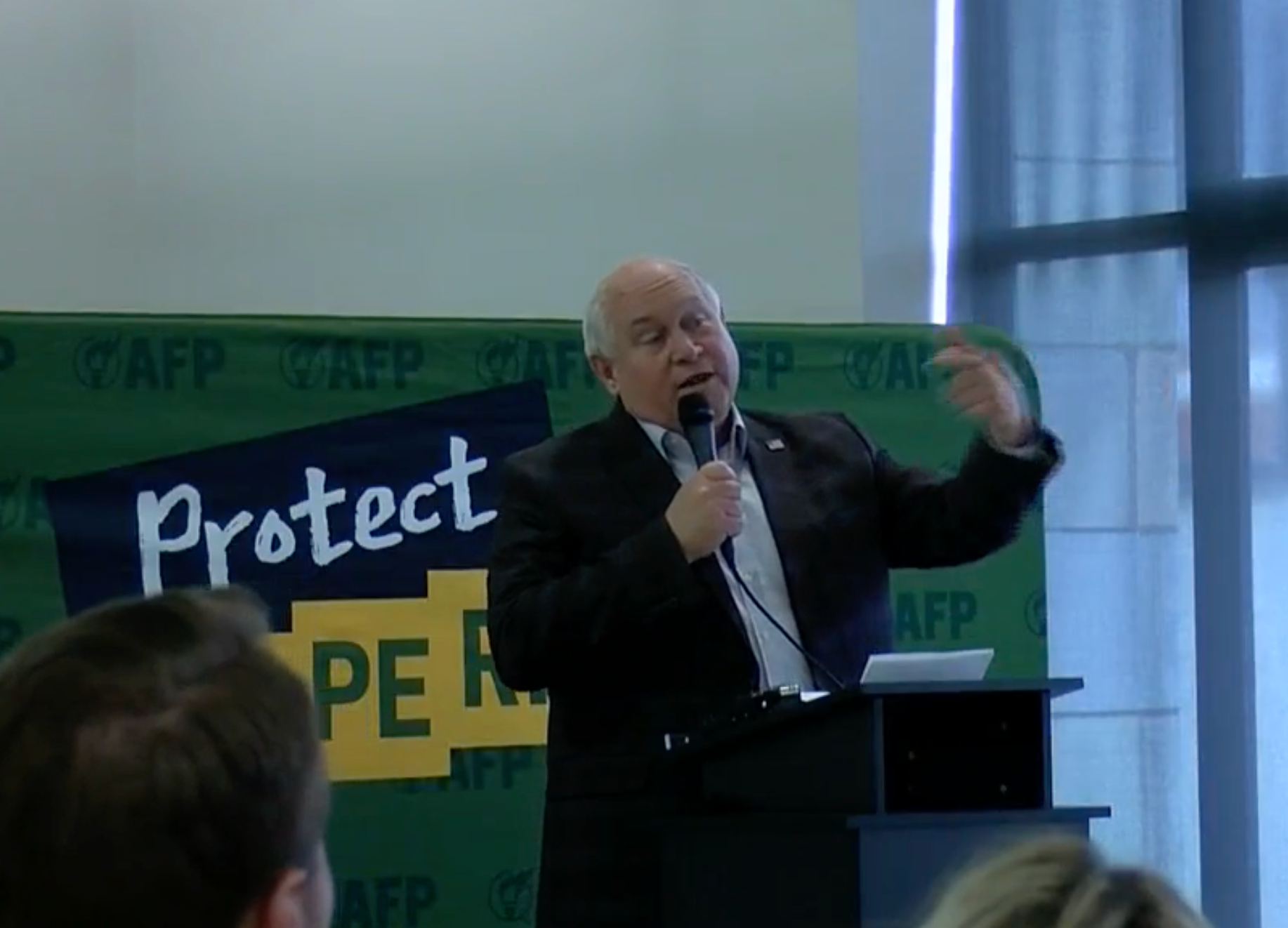 Kansas 4th District Congressman Ron Estes during a town hall rally in March-photo courtesy CSPAN