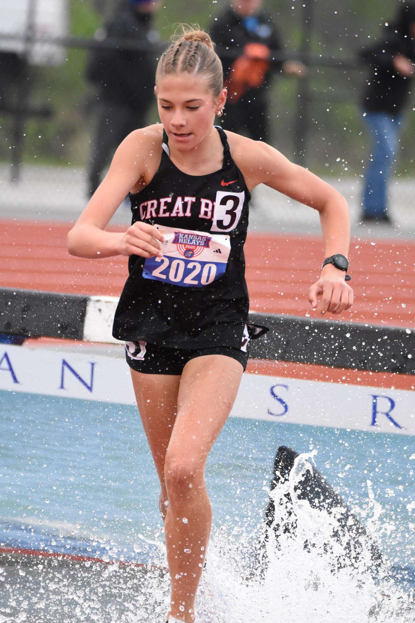 Great Bend High School junior Bella Long reset her own steeplechase school record during last year's KU Relays.
