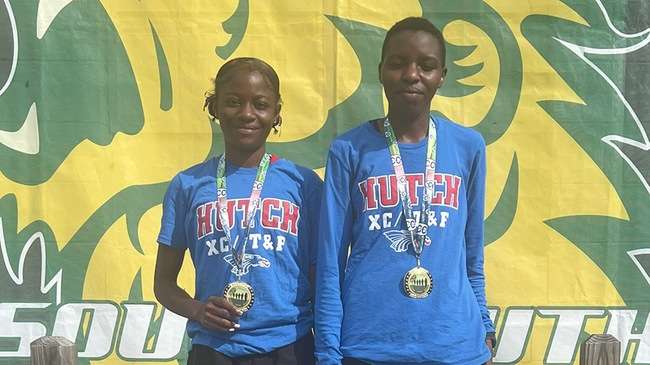 Mildred Romo (right) breaks the Blue Dragon women's cross country 5K record in winning the Missouri Southern Stampede on Saturday in Joplin, MO. (Photo courtesy Jafet Molinares)
