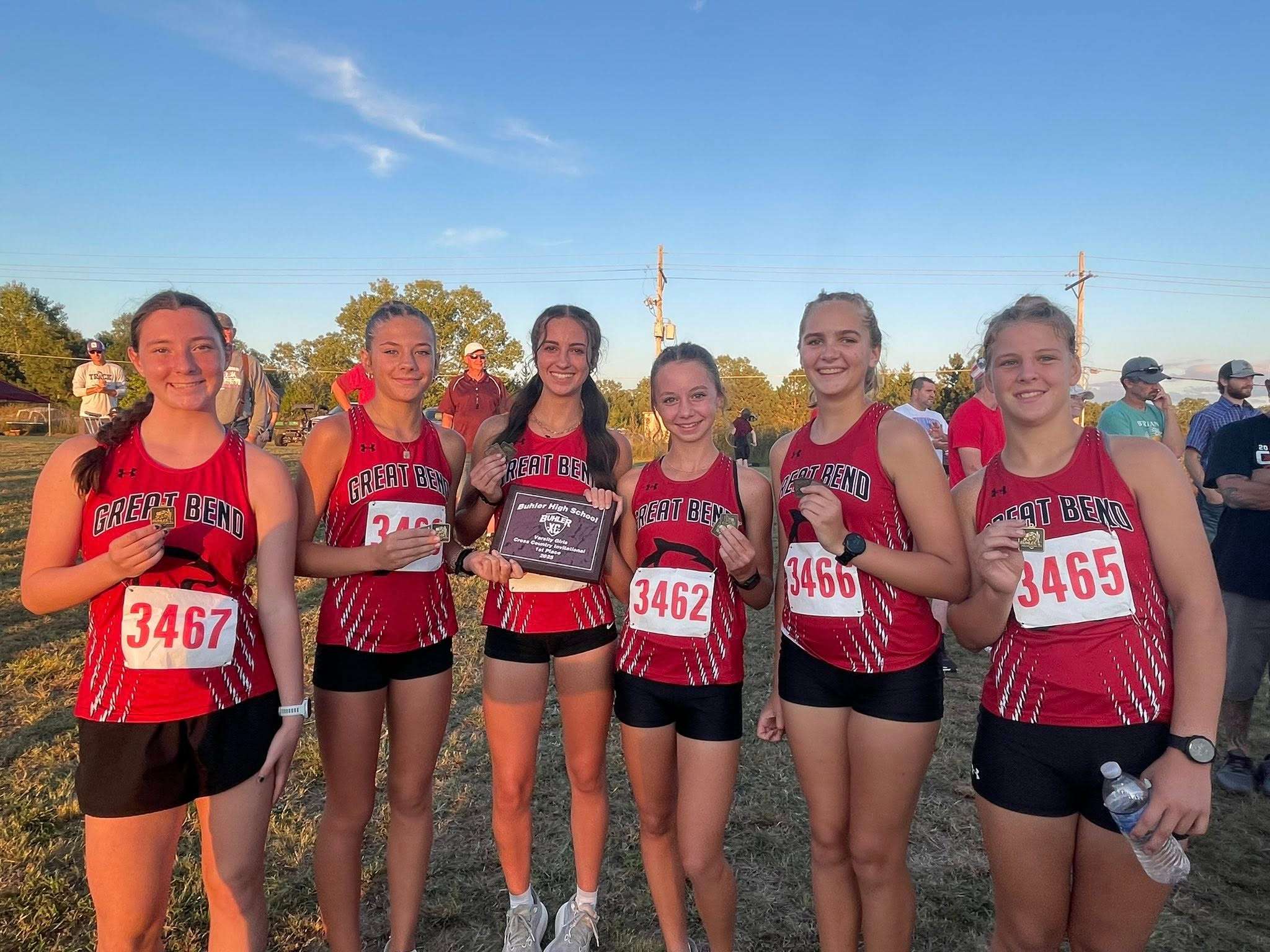 The Lady Panther cross country team beat Buhler by six points to win the team title Thursday in Buhler. (photo courtesy of Cara Negaard)