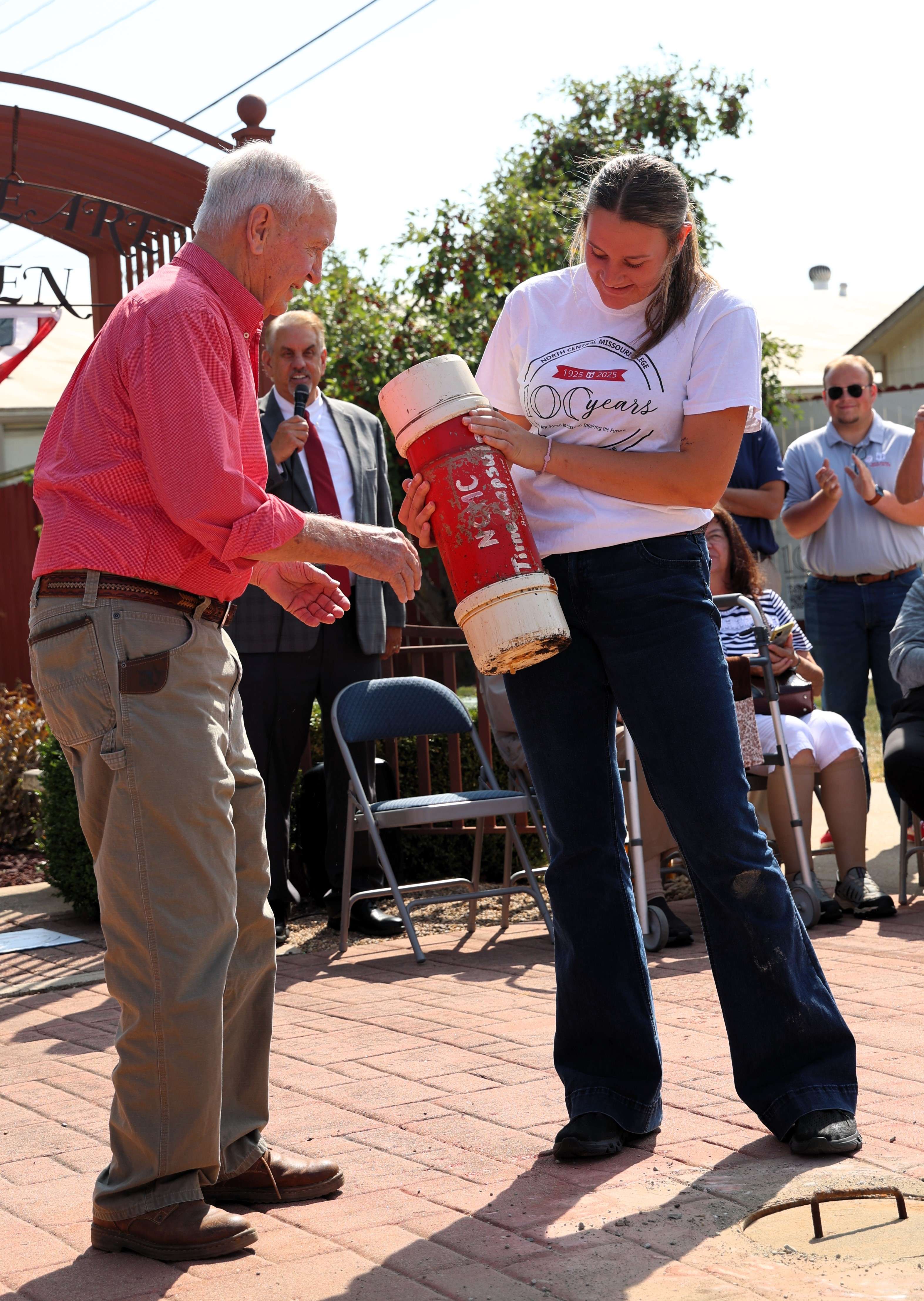 As part of its centennial celebration, North Central Missouri College unearthed a time capsule buried during its 75th anniversary./Photo courtesy of NCMC