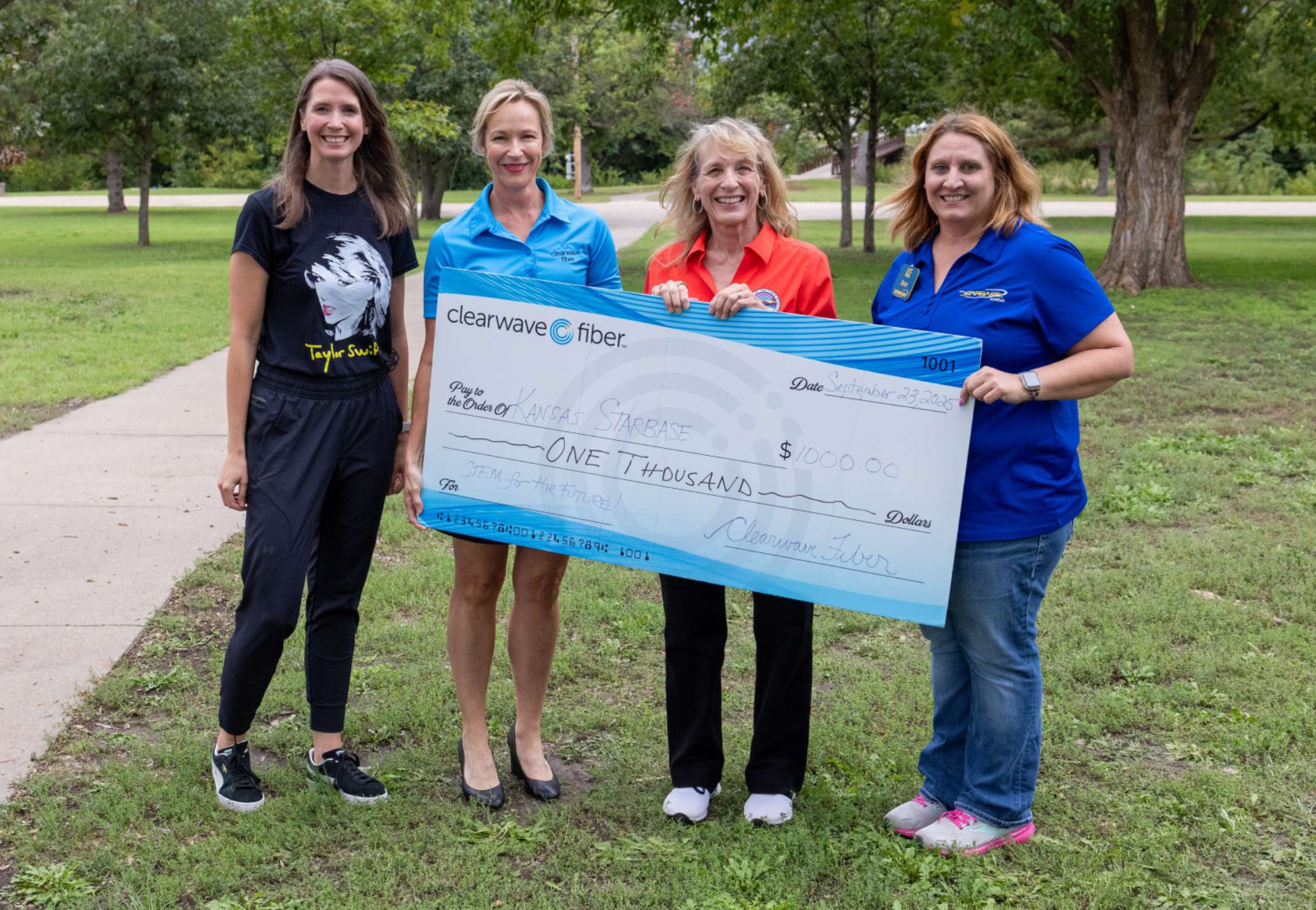 <b>From left to right</b>: Renee Duxler, Salina Area Chamber of Commerce President &amp; CEO. Shelley Hallier, Clearwave Fiber Senior VP Marketing. Elaine Bowers, 36th District KS Senator. Billie Jones, KS STARBASE Salina Director. Photo courtesy of Tanner Colvin