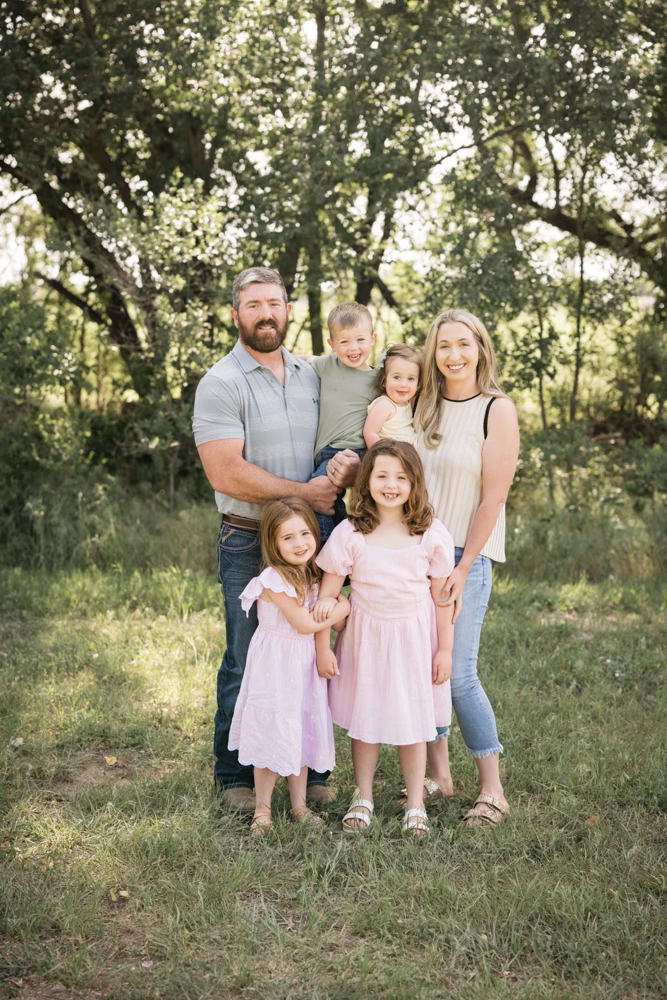 Back row – Jeremy Myrick holding Baker, his wife Allison holding Sutton. Front row – Teagan and Graylynn. Courtesy photo