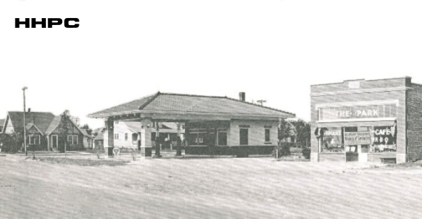 Sam Schneider Oil Co. - 2301 N. Main and The Park Grocery &amp; Cafe - 2305 N. Main (Jack Spaul owner) - 1929. Courtesy of the Conard-Harmon Collection.