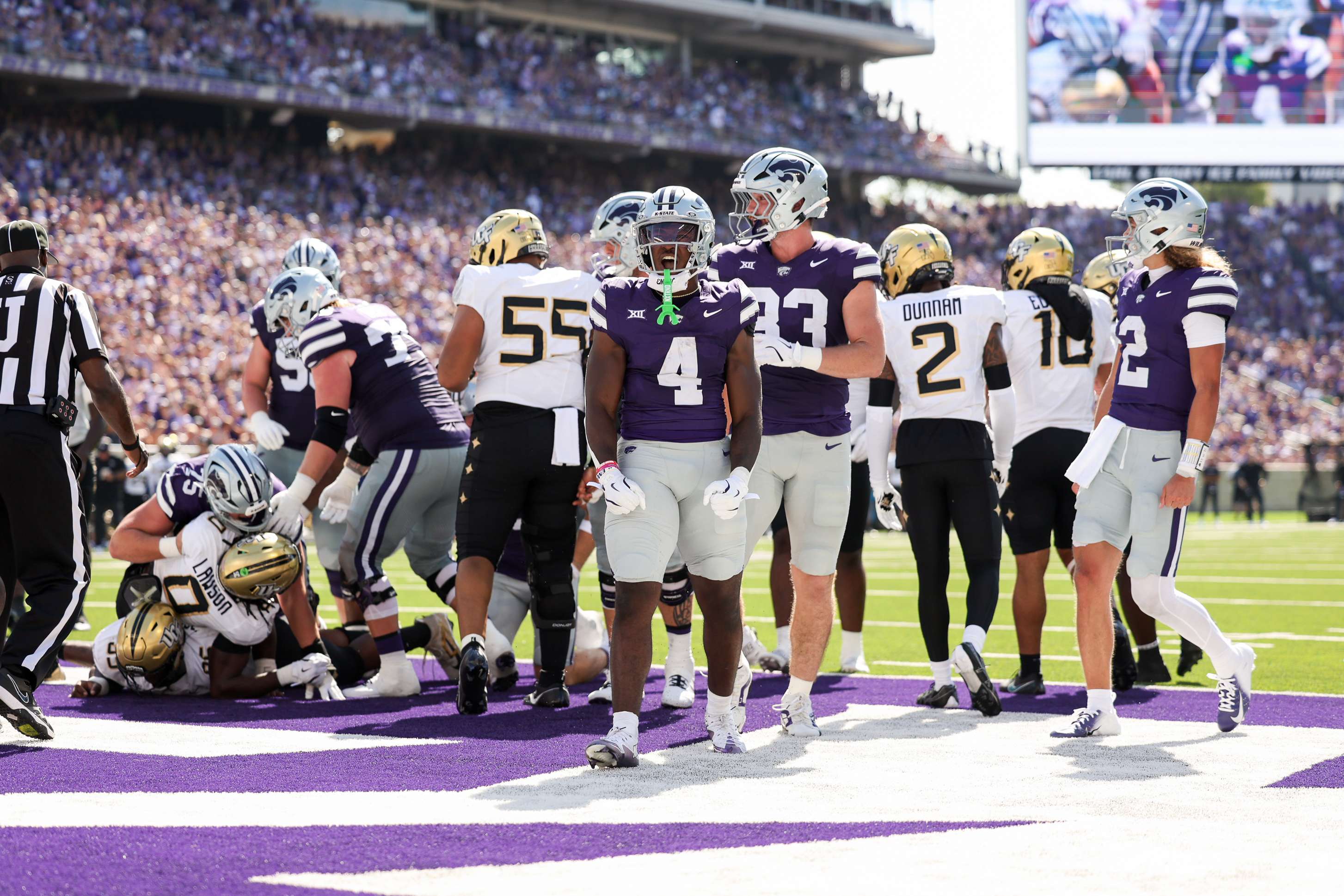 Joe Jackson's one yard touchdown run gave the Wildcats a 10-0 lead they never looked back from on way to their first Big 12 win, beating UCF 34-20 on Saturday/ Photo courtesy of K State Football on X