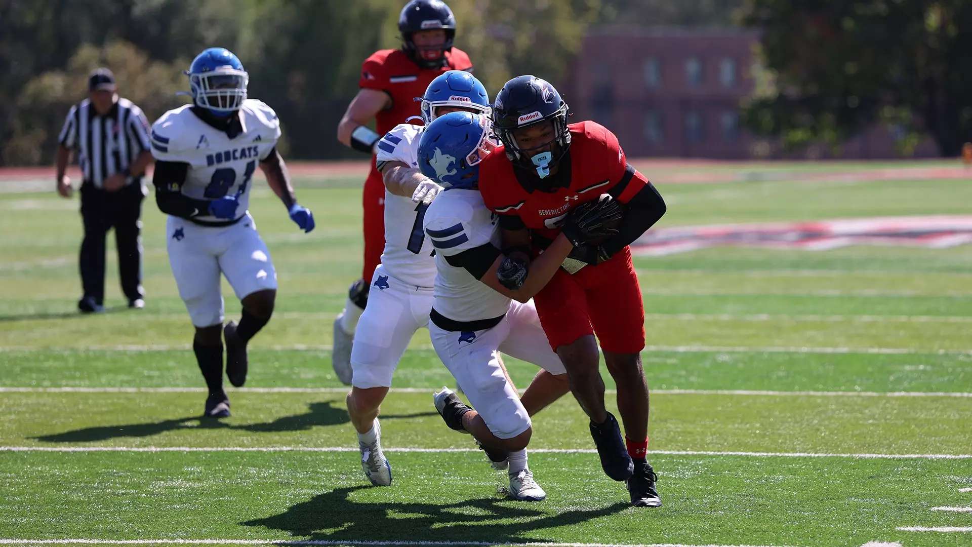 The #3 Benedictine Ravens dominated Peru State on Family Weekend in Atchison beating the Bobcats 70-30 at Larry Wilcox Stadium/ Photo by Ava Moore-Benedictine Athletics