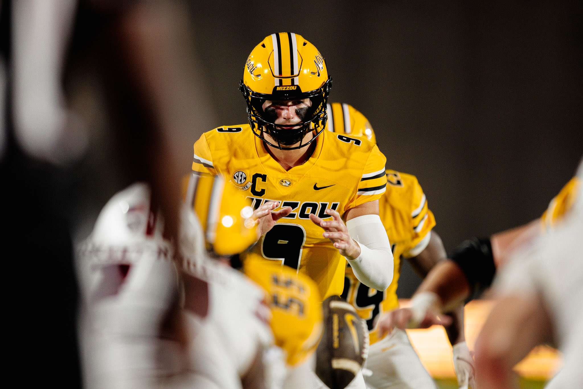 Beau Pribula completed a Mizzou record 21 consecutive passes as #20 Missouri scored a dominant 42-6 homecoming win over UMass on Saturday/ Photo courtesy of Mizzou Football on X