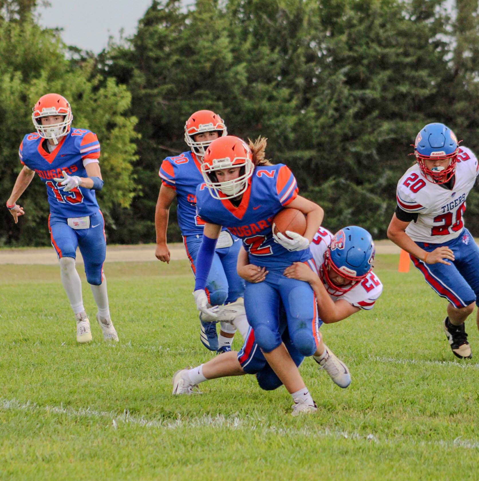 Otis-Bison freshman Brooke Elsen intercepted a pass during a junior varsity contest against Pawnee Heights earlier this season. (photo by Emma McMillan)
