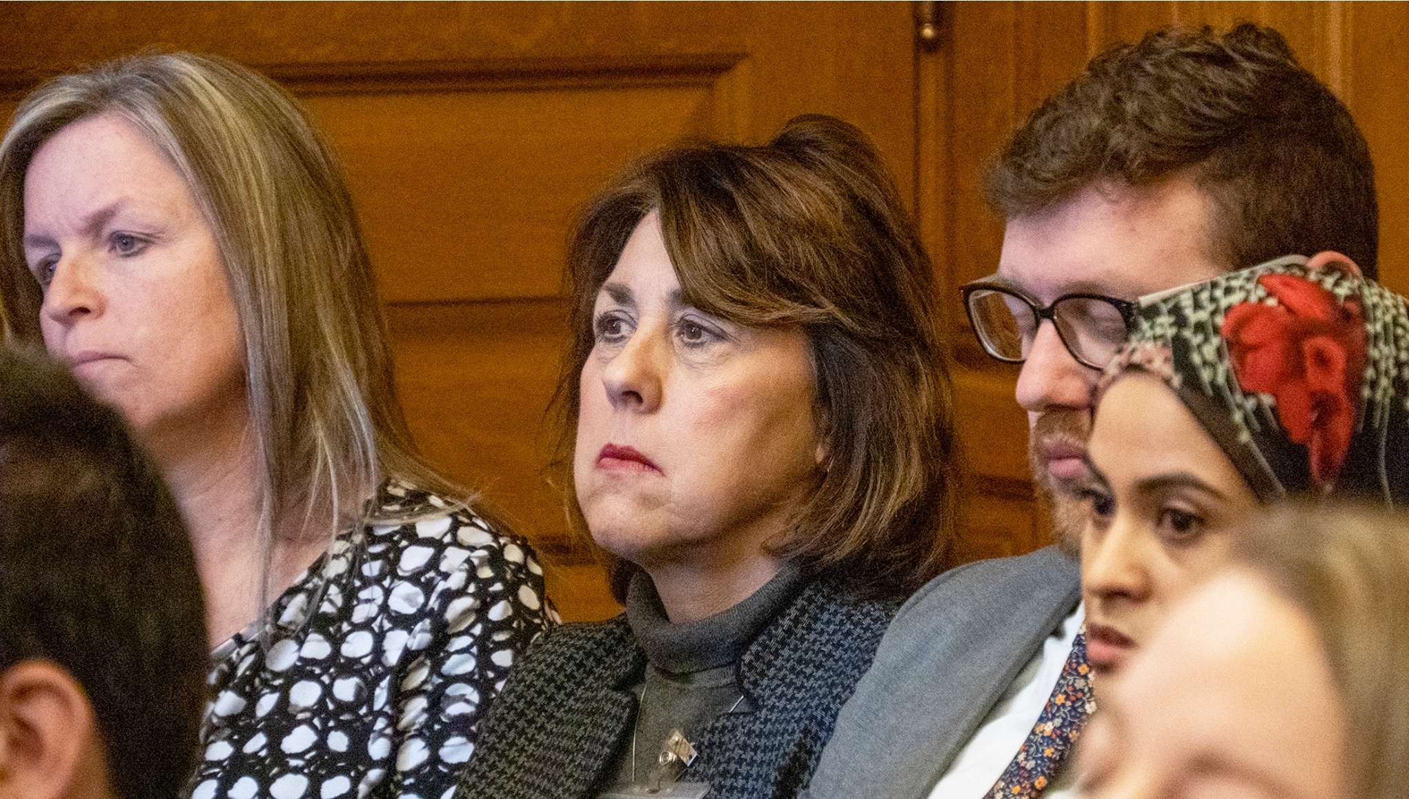  Janet Stanek, secretary of the Kansas Department of Health and Environment, published a 2024 summary of health statistics on Kansas, including information on abortion, at the end of December. Kansans for Life, an organization opposed to abortion rights, says KDHE ought to have released the report long ago. In this 2023 image, Stanek attends a legislative hearing. (Photo by Sherman Smith/Kansas Reflector)