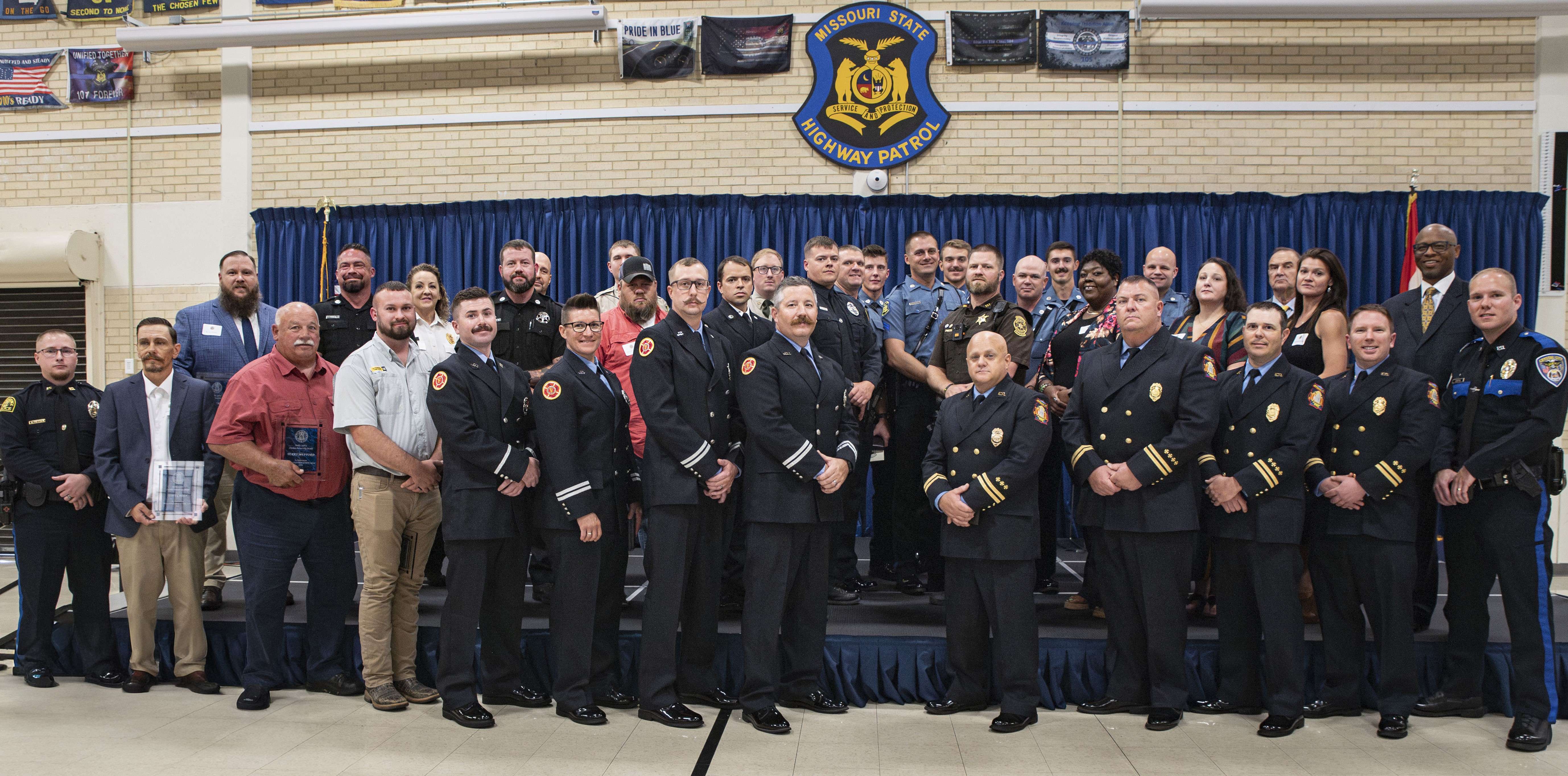 On Sept. 23, 2025, Gov. Mike Kehoe presented Missouri Public Safety Awards to 32 first responders and six civilians for heroic acts they performed to protect others during critical incidents in 2024./ Photo courtesy of the Missouri Department of Public Safety