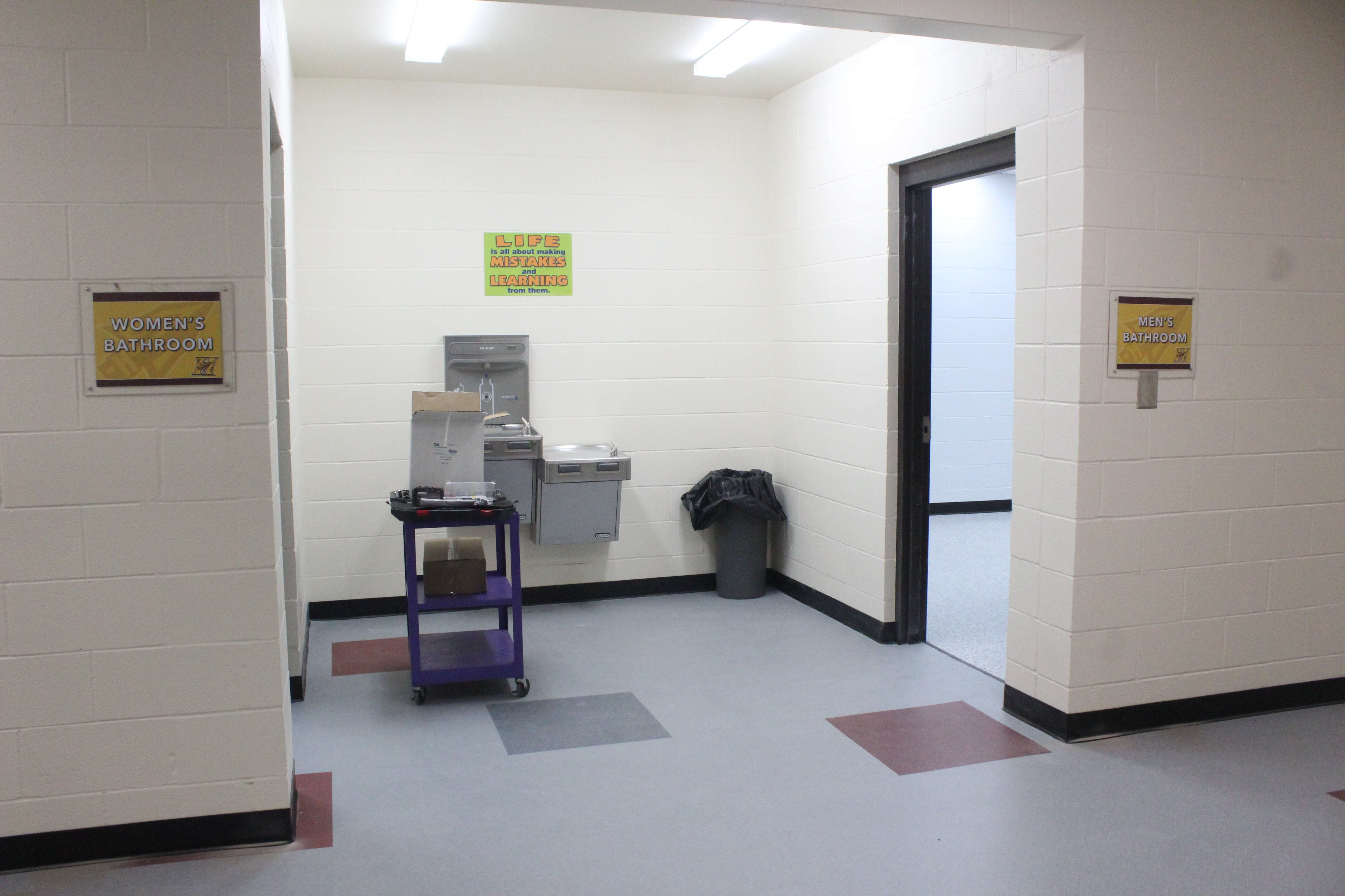 New bathrooms were added in the athletic wing at the new middle school. Photo by Cristina Janney/Hays Post