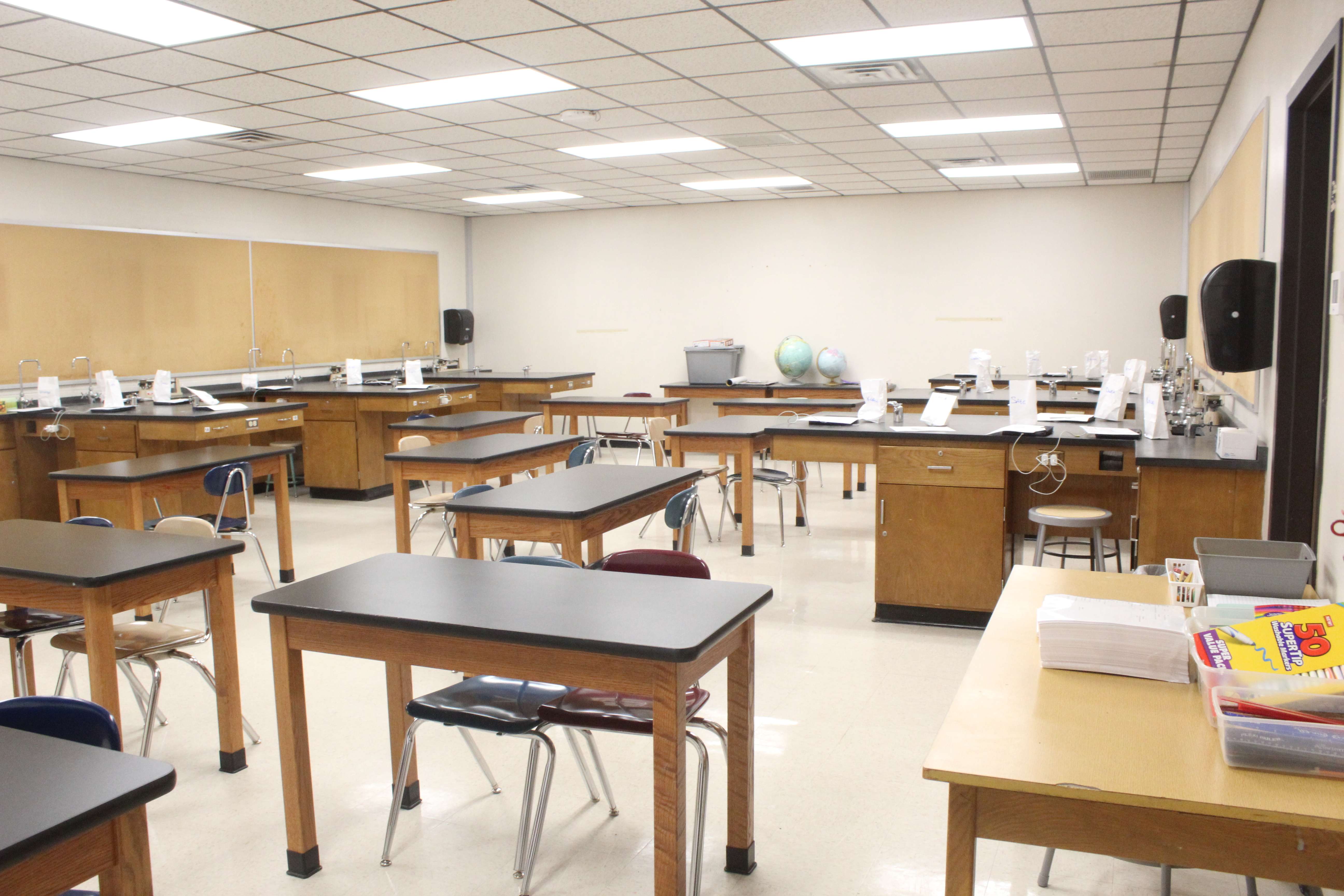 Although the science rooms did not receive major renovations, they are larger than the science classrooms in the former middle school. Photo by Cristina Janney/Hays Post