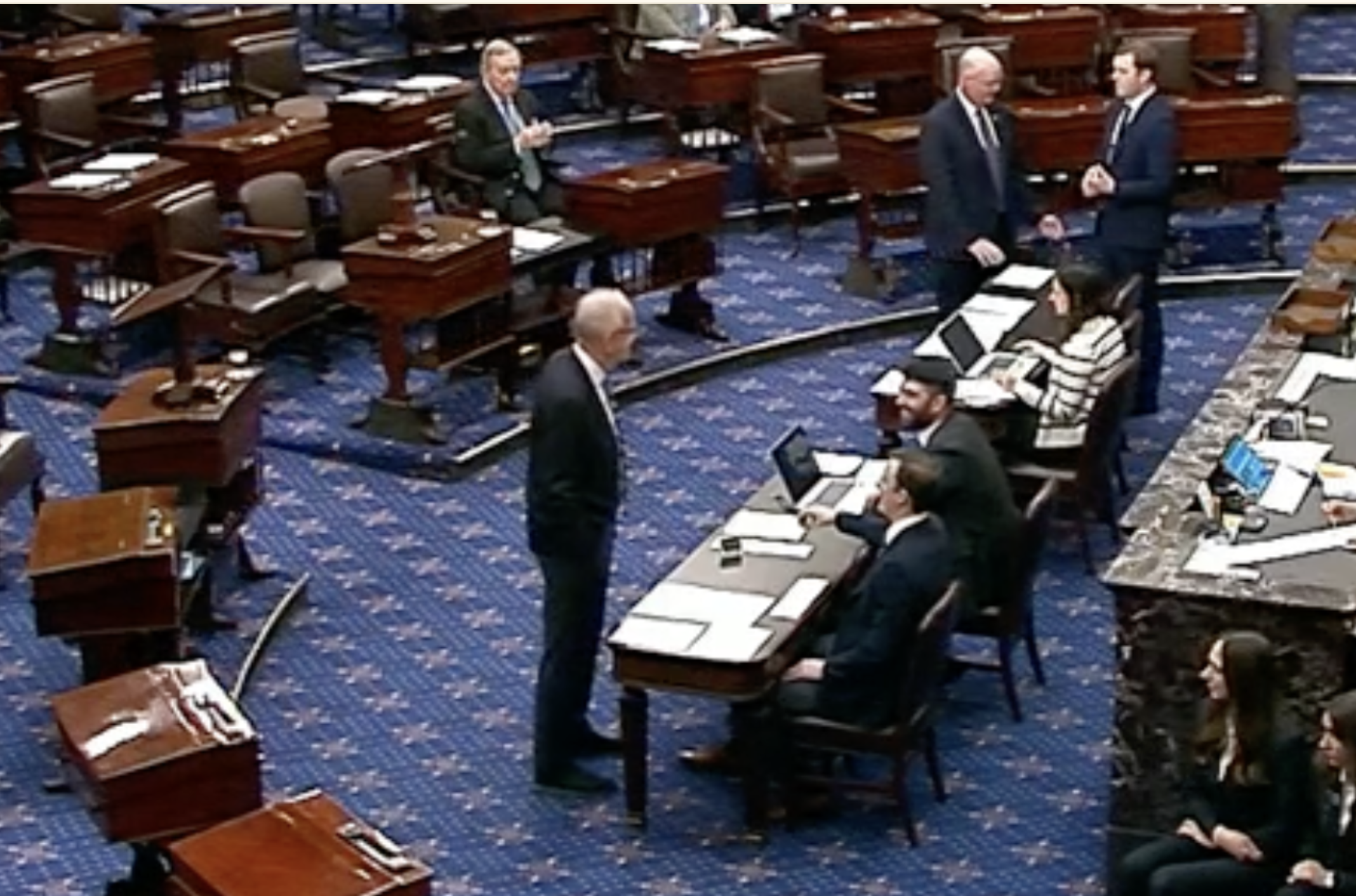 Kansas U.S. Senator Jerry Moran arriving to vote against the resolution-image courtesy CSPAN