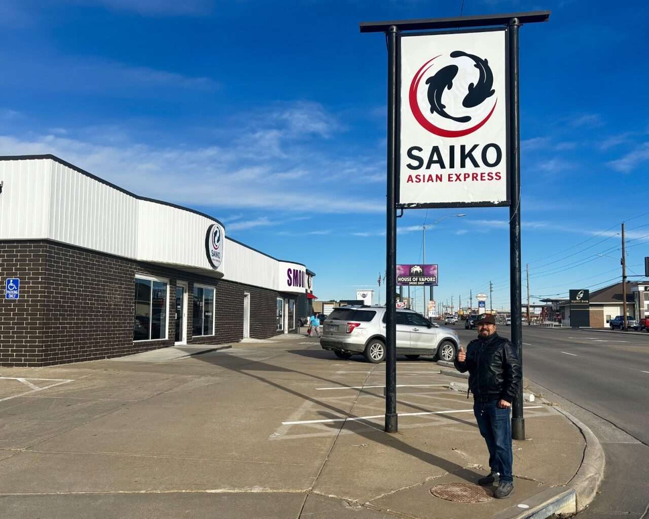 Ceaser Vargas, owner of Saiko Asian Express in Hays, next to his new restaurant. Photo by Tony Guerrero/Hays Post