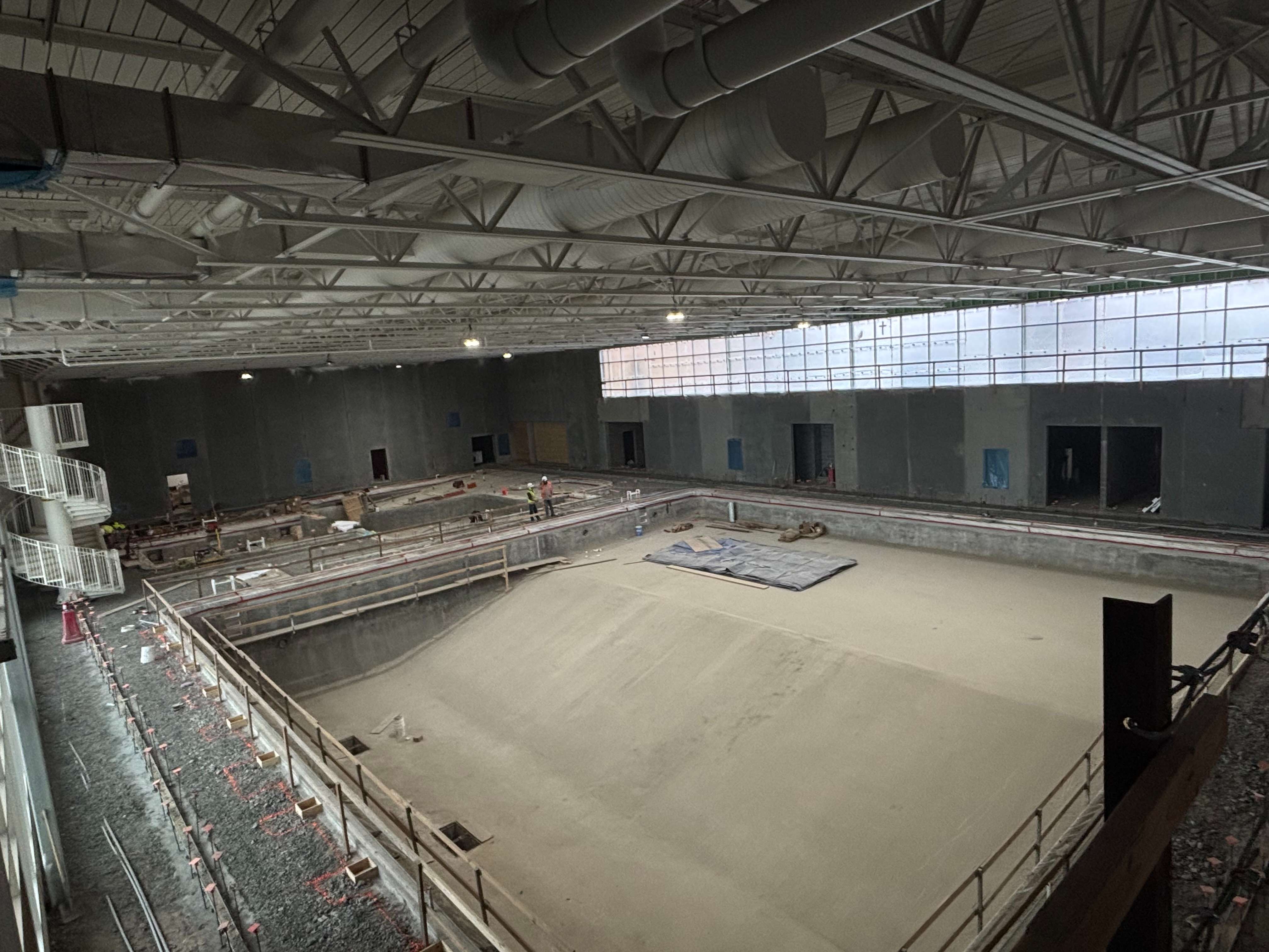 An aerial view of the aquatic center. The larger pool is 10 lanes and 11 ft deep at the deepest point. (Allison Peck | North Platte Post)