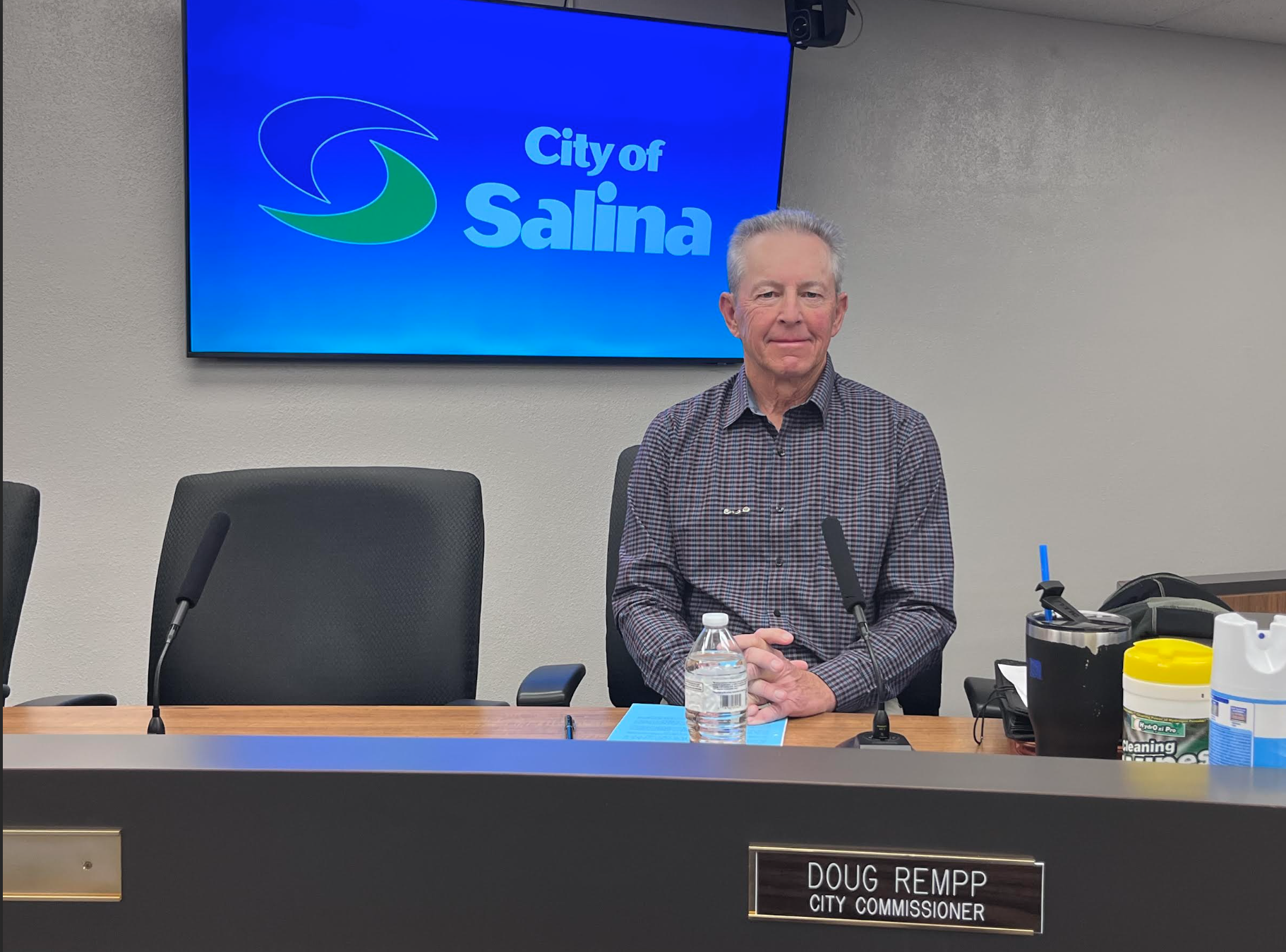 Doug Rempp sits as new-elect Salina Commissioner on January 12, 2026. Photo by Nicolas Fierro