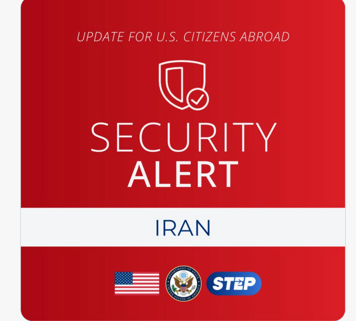 U.S. State Department issues security alert for Iran