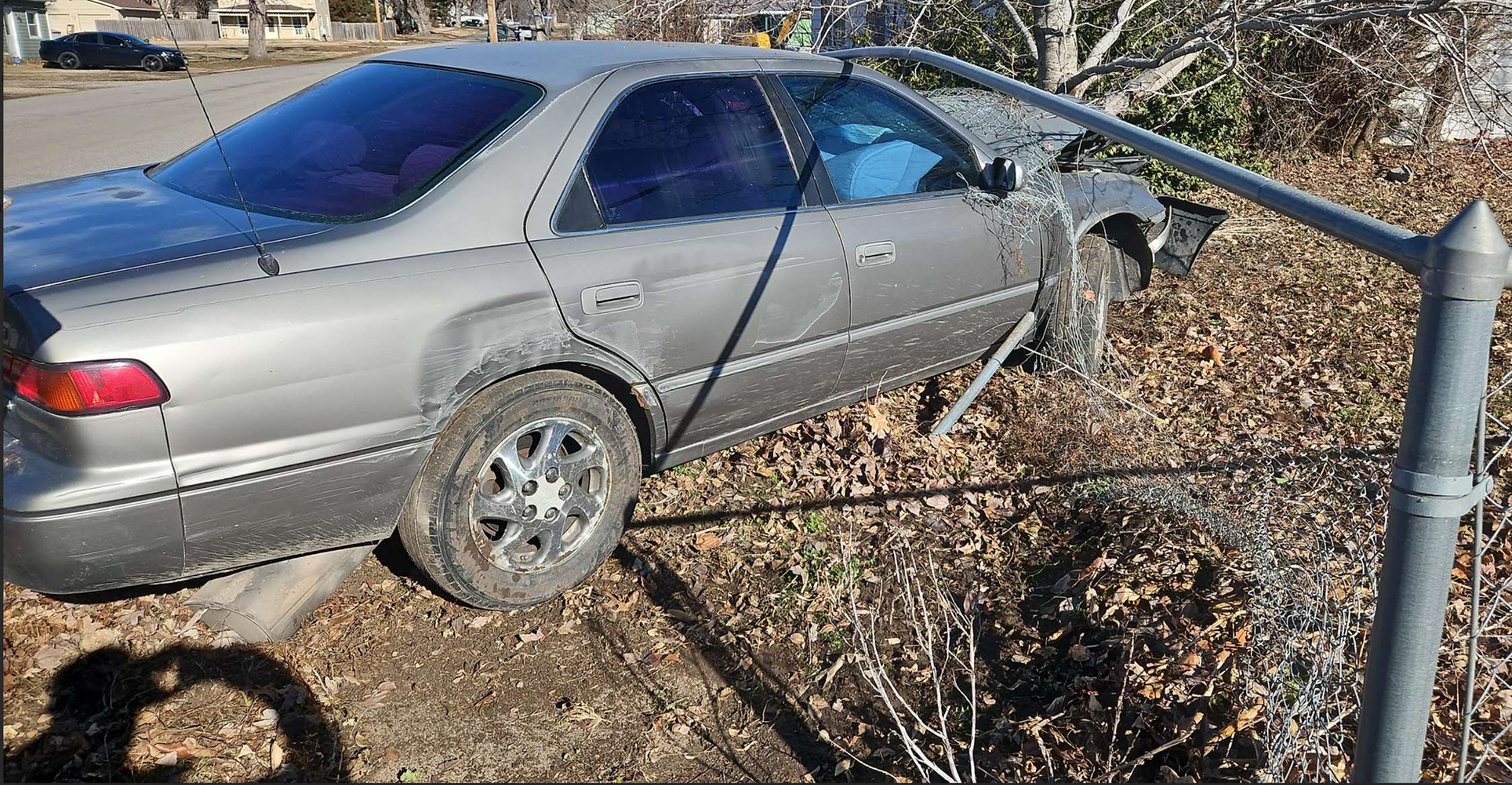 Stolen 1997 Toyota Camry, after Hiatt struck a tree in Bennington ending a 17 minute pursuit on January 12. Photo by Saline County Sheriff's Office