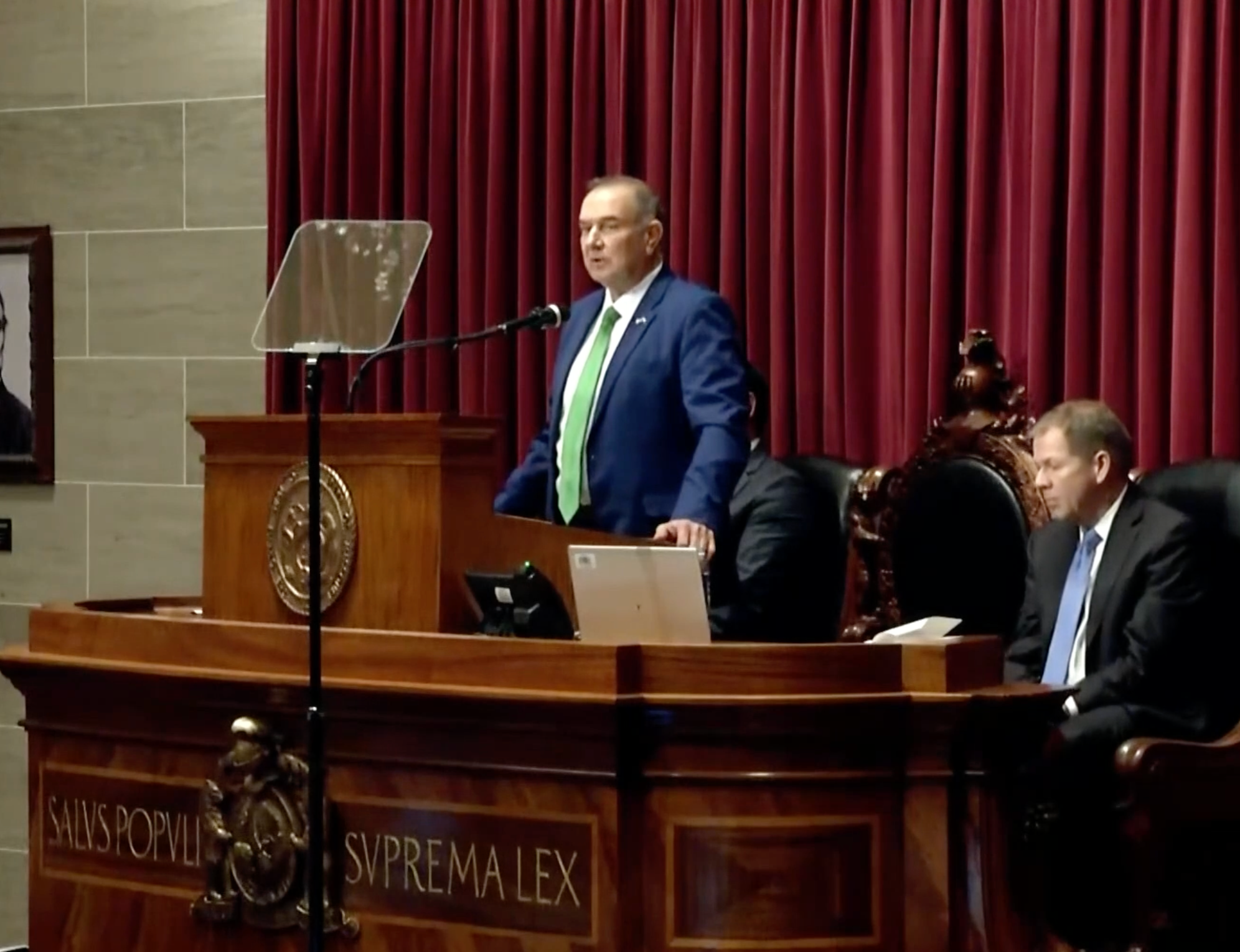 Image from video of the State of the State address