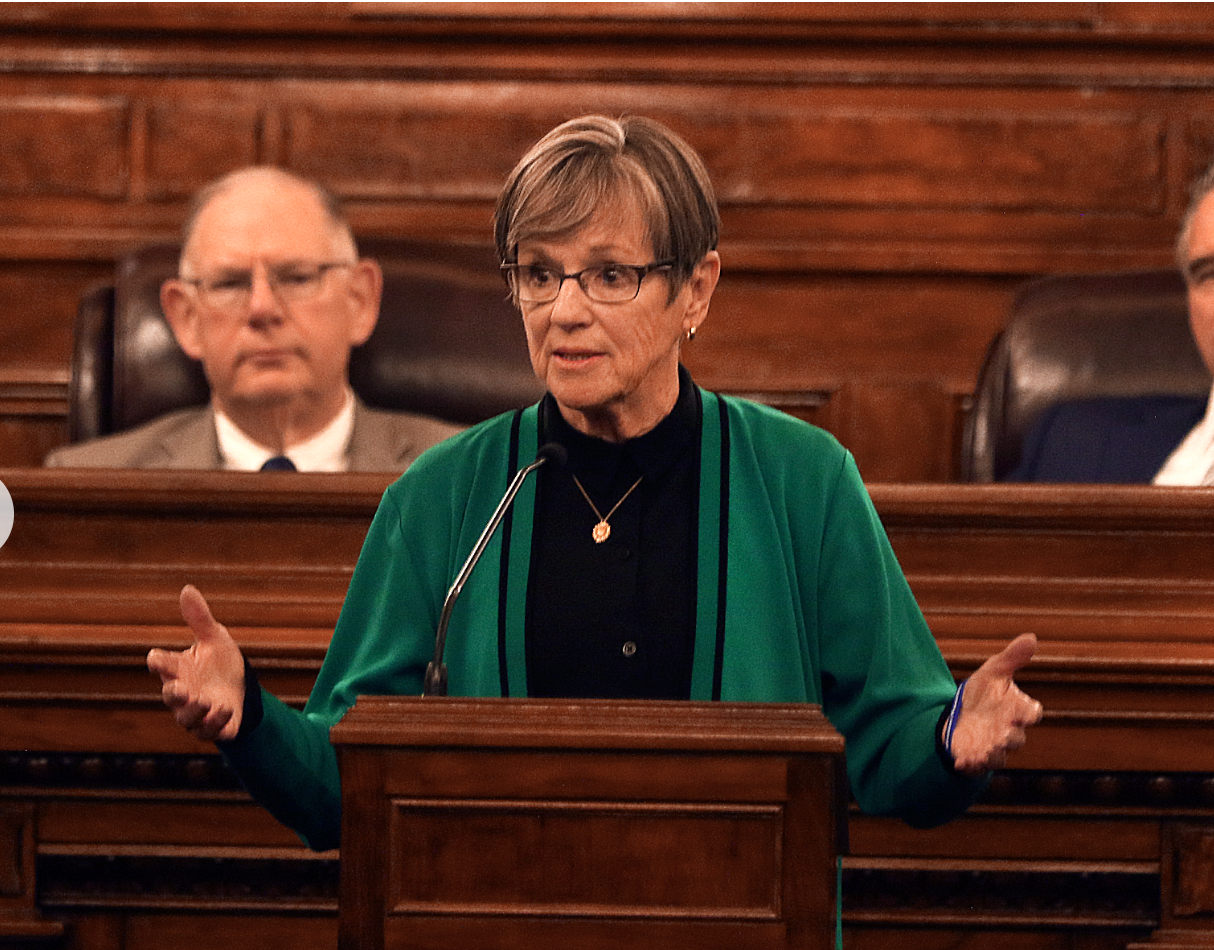 Gov. Laura Kelly delivers her State of the State speech on Jan. 13, 2026, in the Kansas House. (Photo by Thad Allton for Kansas Reflector)