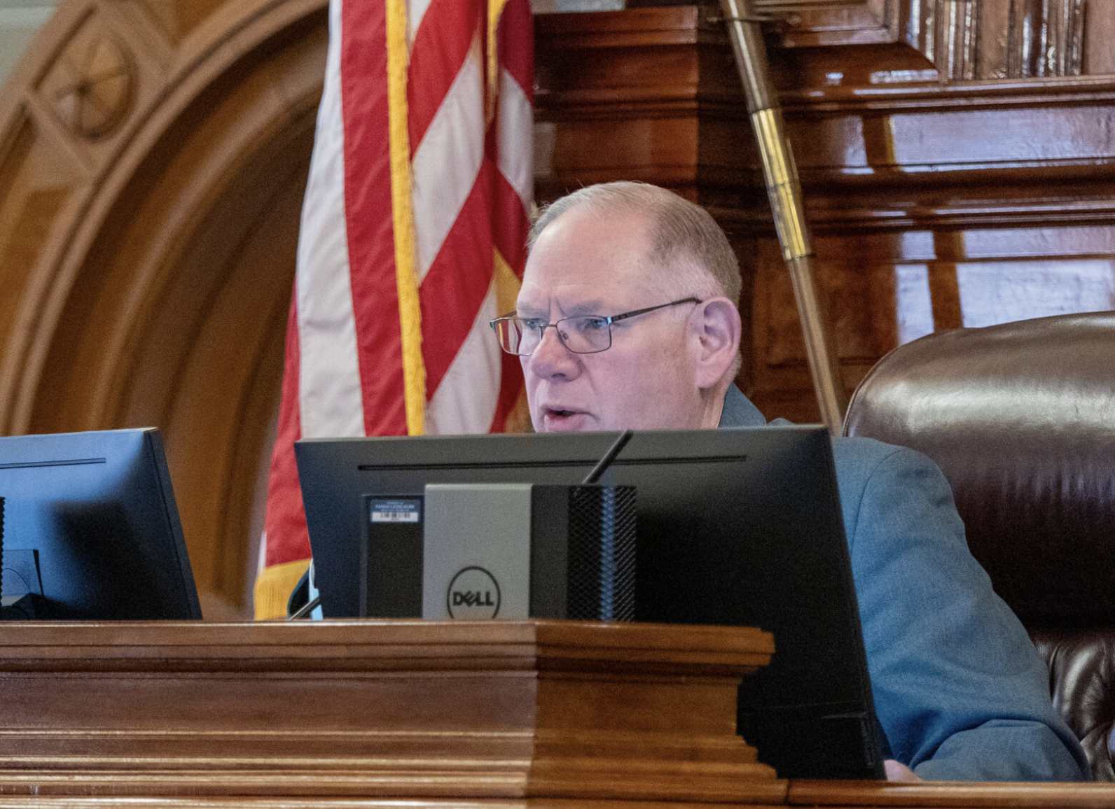 House Speaker Dan Hawkins presides over the House during a Jan. 12, 2026, session. The Wichita Republican delivered the GOP response to the governor’s State of the State speech. (Photo by Sherman Smith/Kansas Reflector)