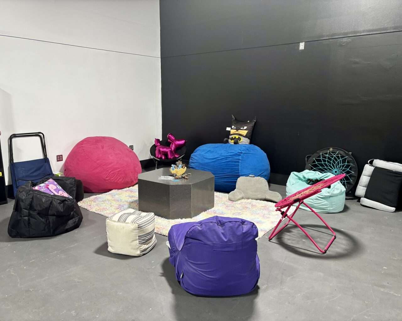 Bean bags and net chairs at the&nbsp;Buffalo Friends &amp; Family Activities Center in Hays. Photo by Tony Guerrero/Hays Post