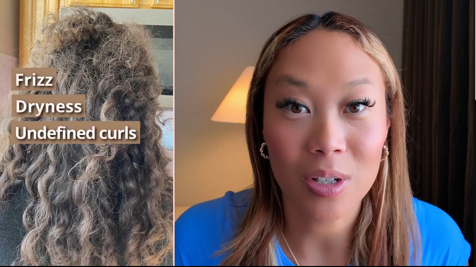 Ashli Dryden in a YouTube video suggesting products for curly hair. Courtesty image