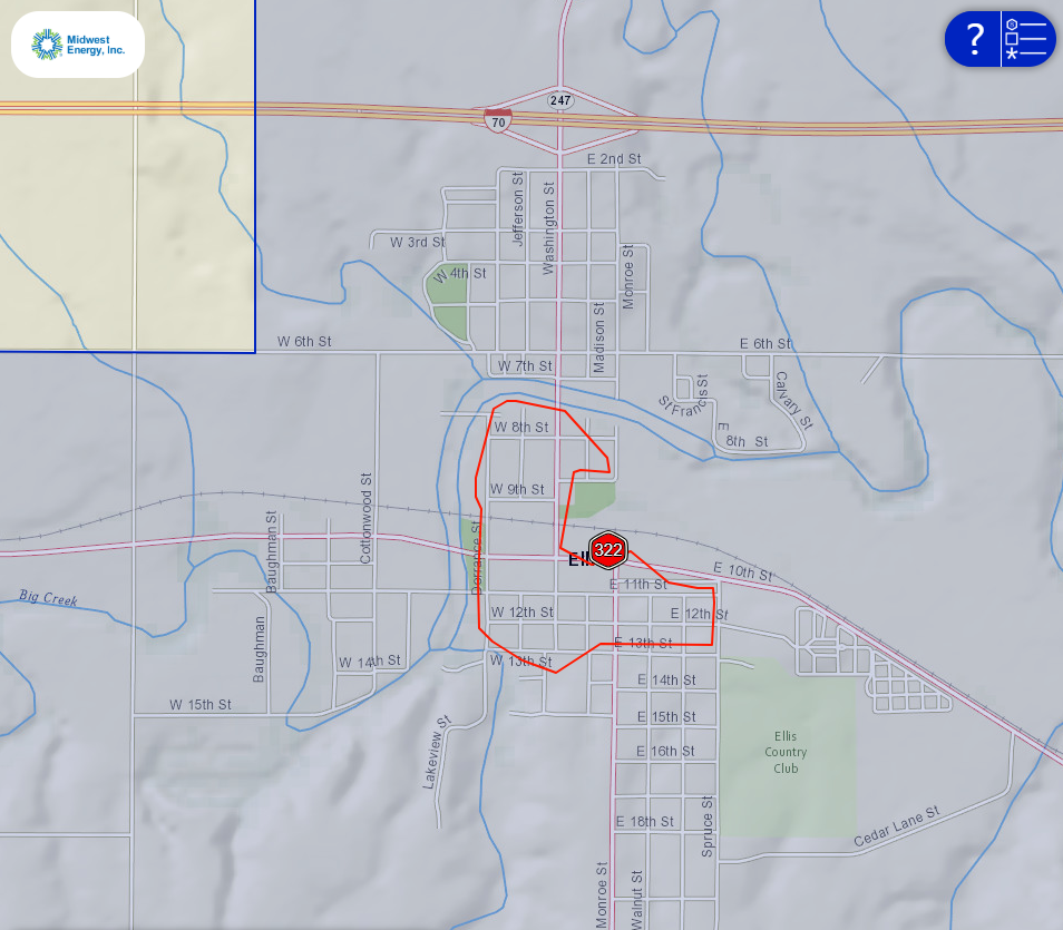 Power outages in Ellis for Midwest Energy&nbsp;