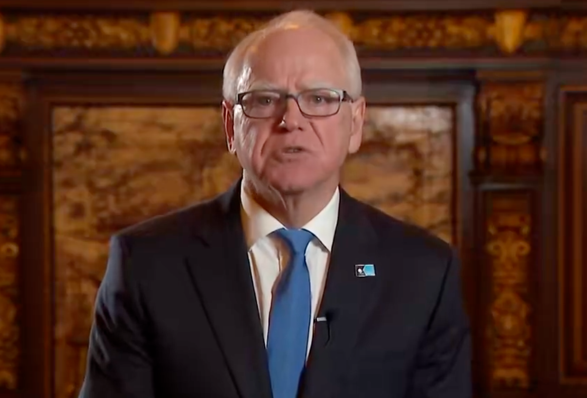 Minnesoty Gov. Tim Walz-photo from video provided by the governor's office