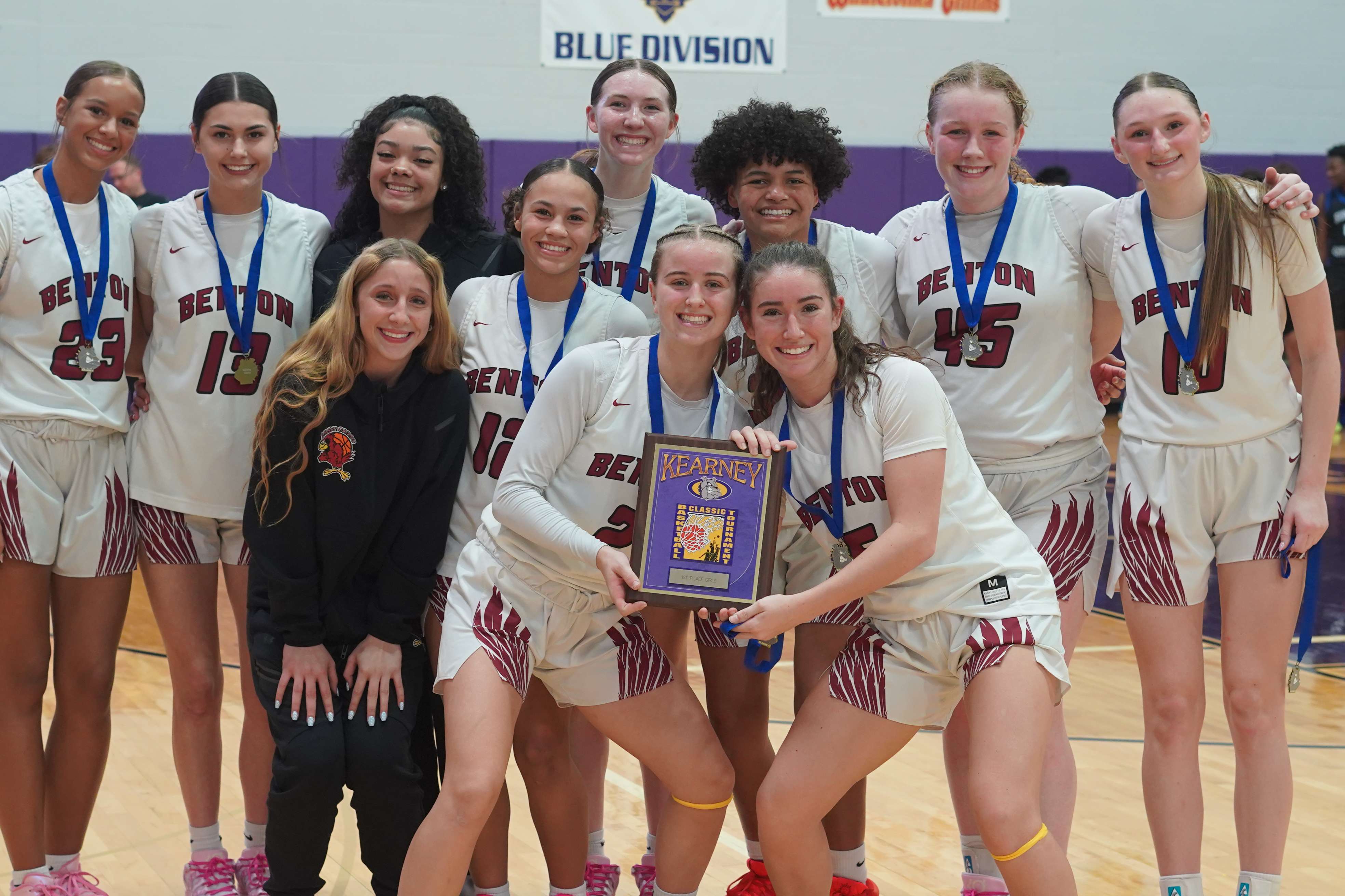 The Benton girls basketball team defeated Lafayette 60-46 for their first win in the Kearney basketball tournament since 2016/ Photo courtesy of Clifton Grooms