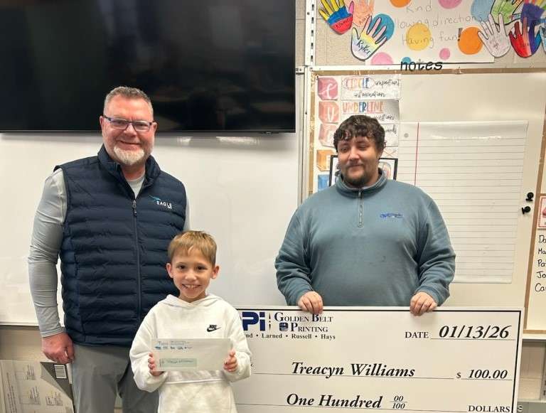 Treacyn Williams, a fifth grader at Eisenhower Elementary, recently received $100 in Eagle Media's Make a Difference Contest, presented by OPI &amp; Golden Belt Printing.