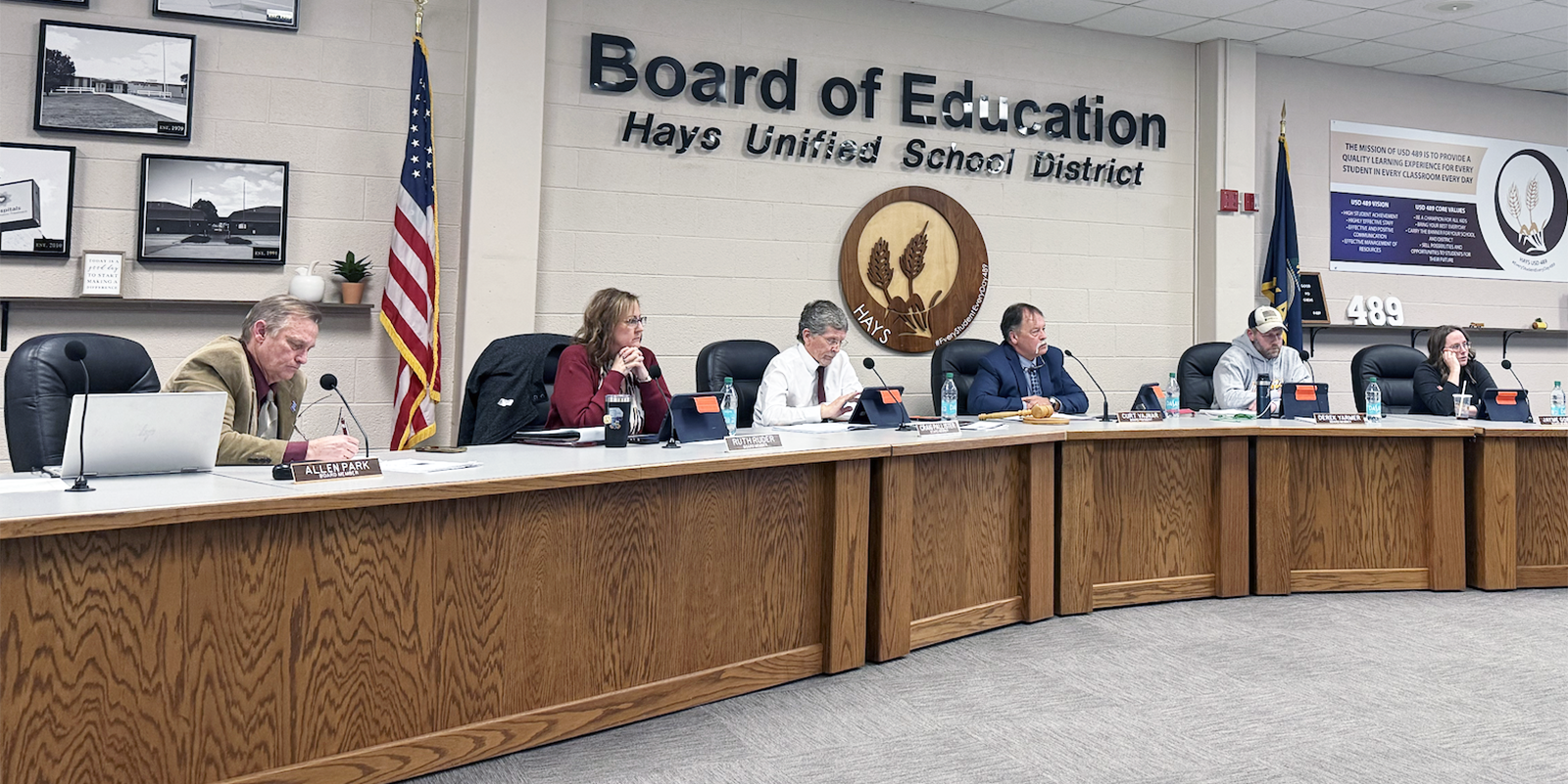The Hays USD 489 school board heard a report Monday night on bond payback. Photo by Cristina Janney/Hays Post